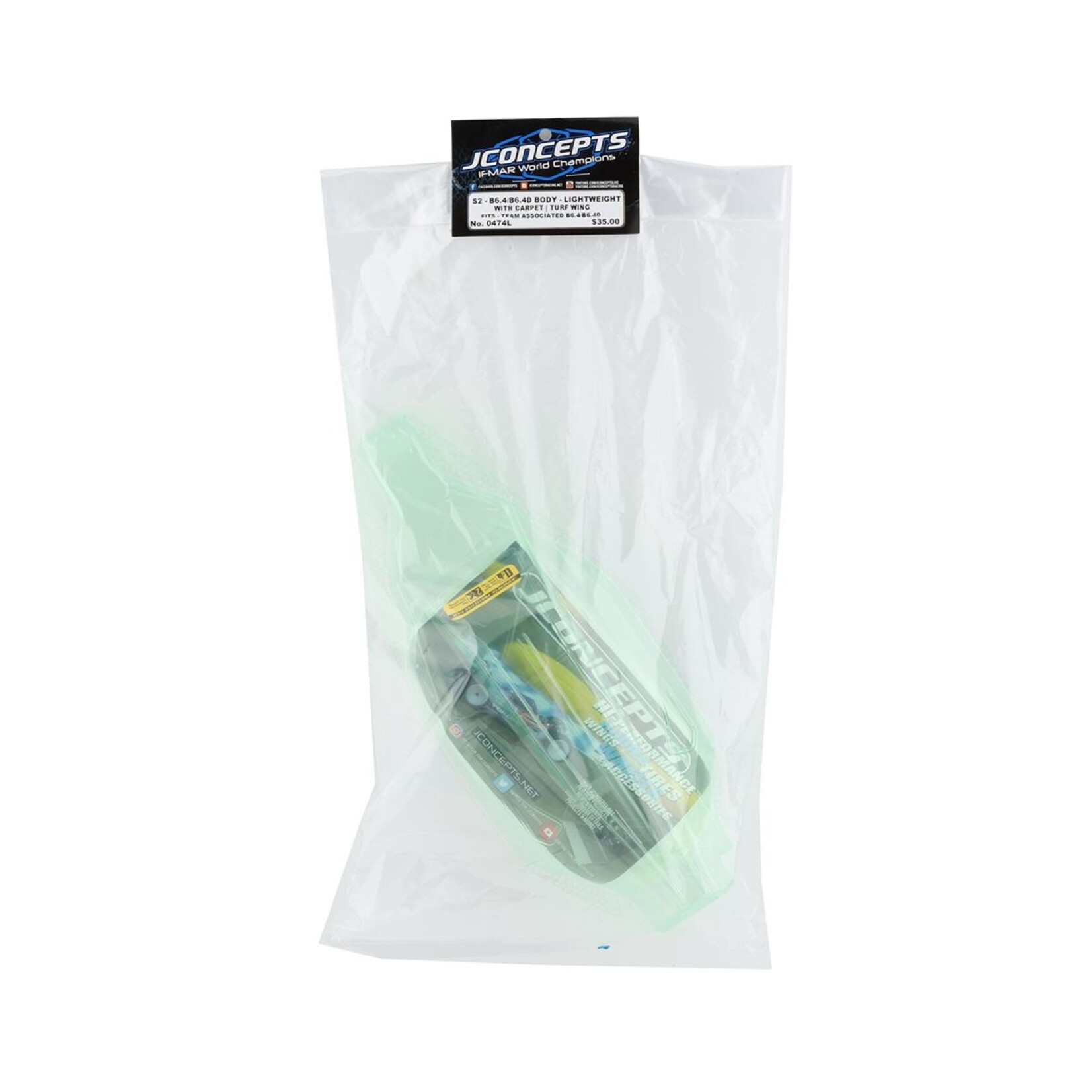 JConcepts #0474L JConcepts RC10 B6.4/B6.4D "S2" Body w/Turf Wing (Clear) (Light Weight)