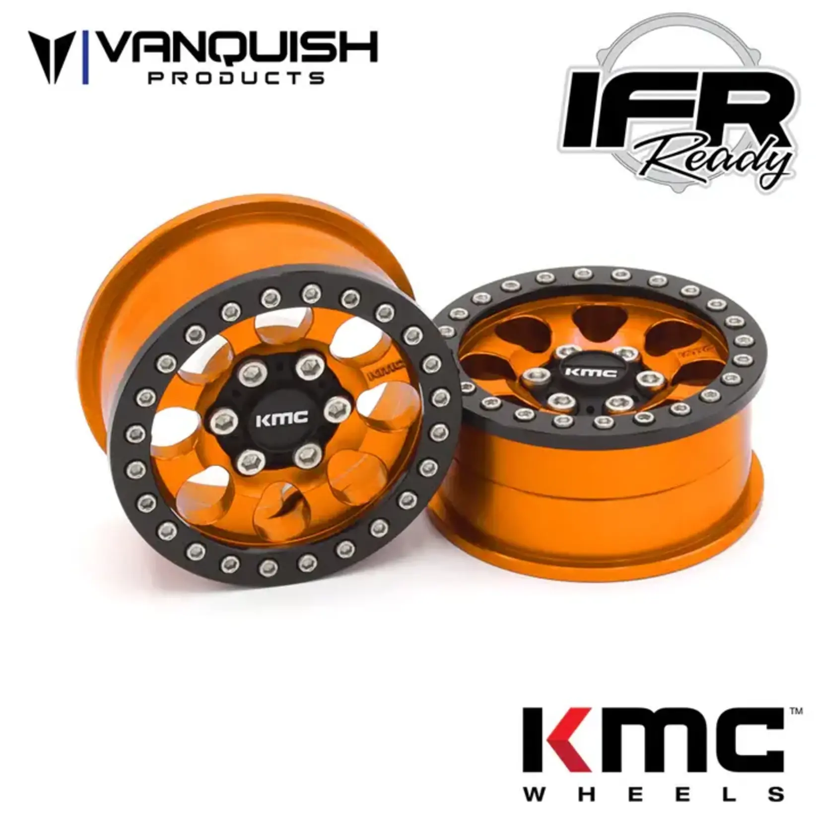 Vanquish Products #VPS08135 Vanquish Products 1.9 Aluminum KMC KM237 Riot Beadlock Wheels(Orange)