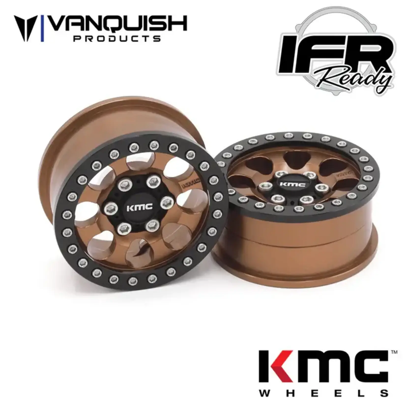 Vanquish Products #VPS08136 Vanquish Products 1.9 Aluminum KMC KM237 Riot Beadlock Wheels (Bronze)