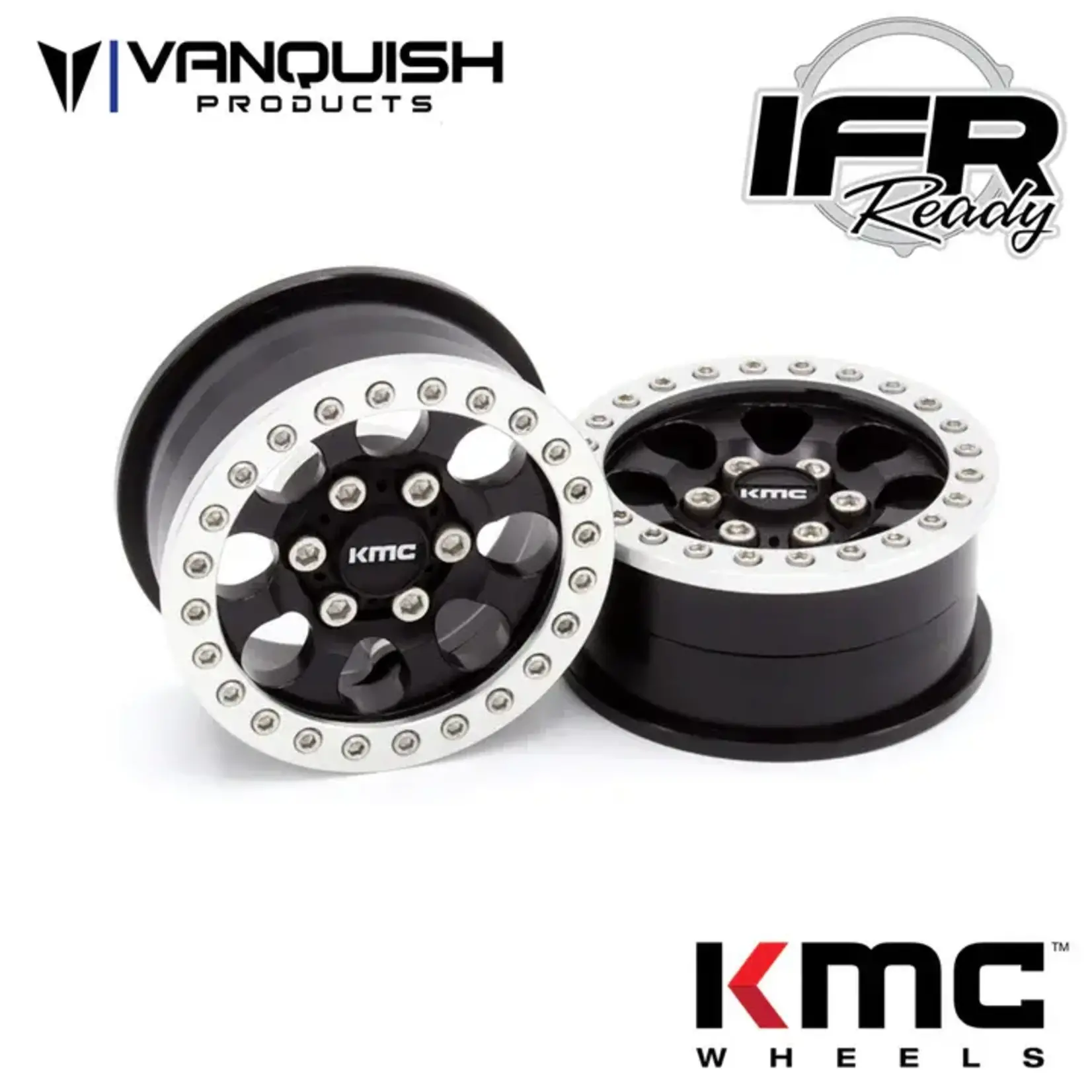 Vanquish Products #VPS08130 Vanquish Products 1.9 Aluminum KMC KM237 Riot Beadlock Wheels (Black)