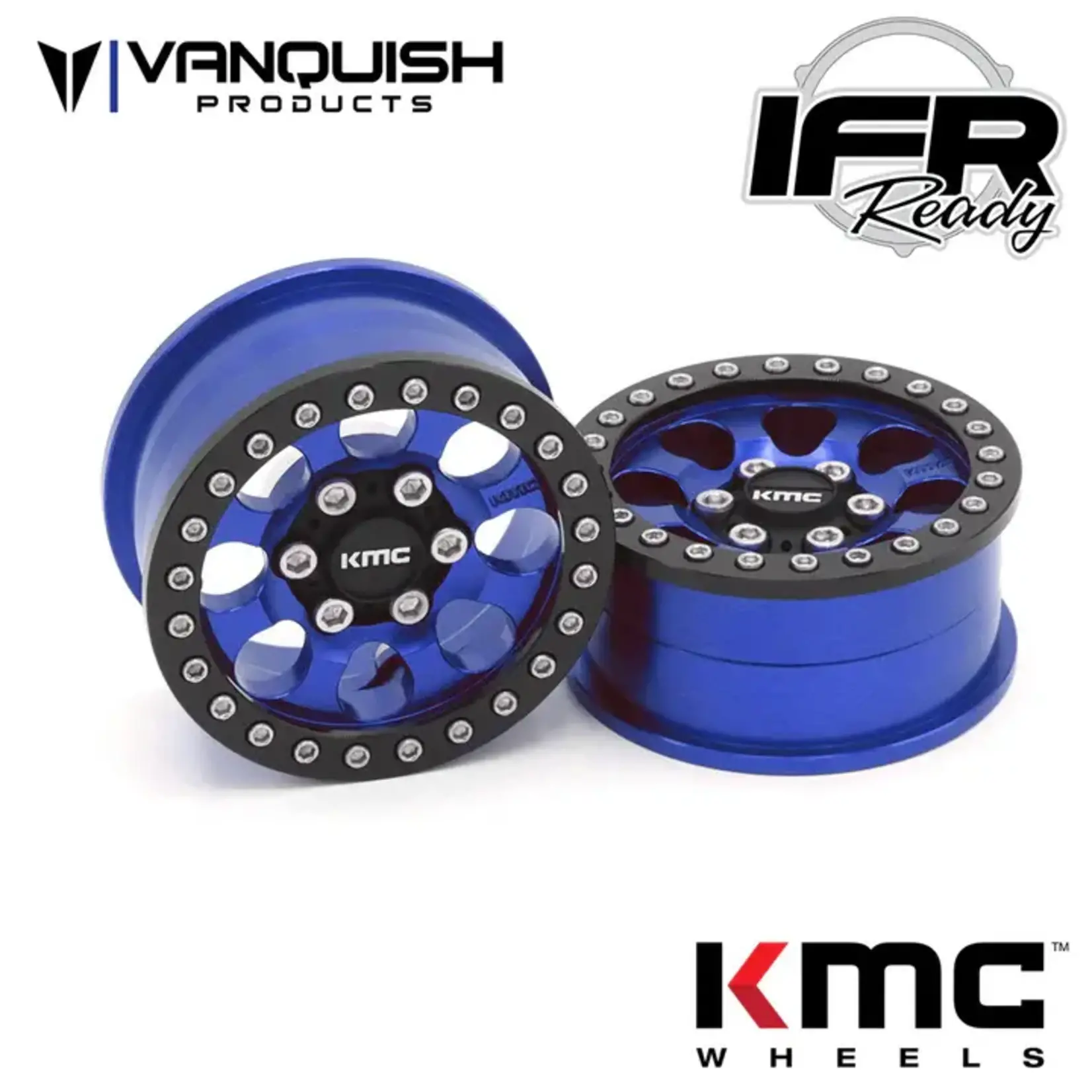 Vanquish Products #VPS08134 Vanquish Products 1.9 Aluminum KMC KM237 Riot Beadlock Wheels (Blue)