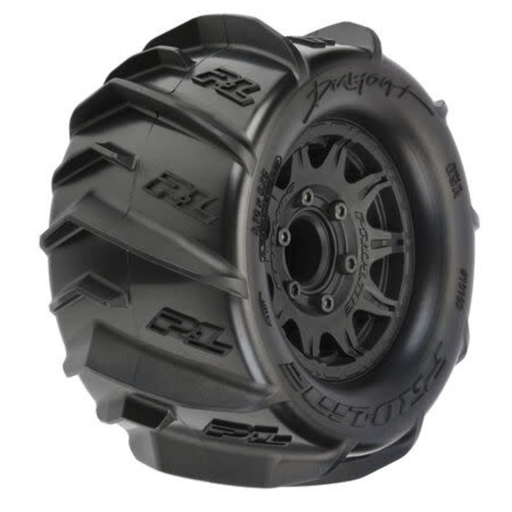 Dumont Dumont F/R 2.8" MT Tires Mounted 12mm/14mm Black Raid (2) #PRO1019310