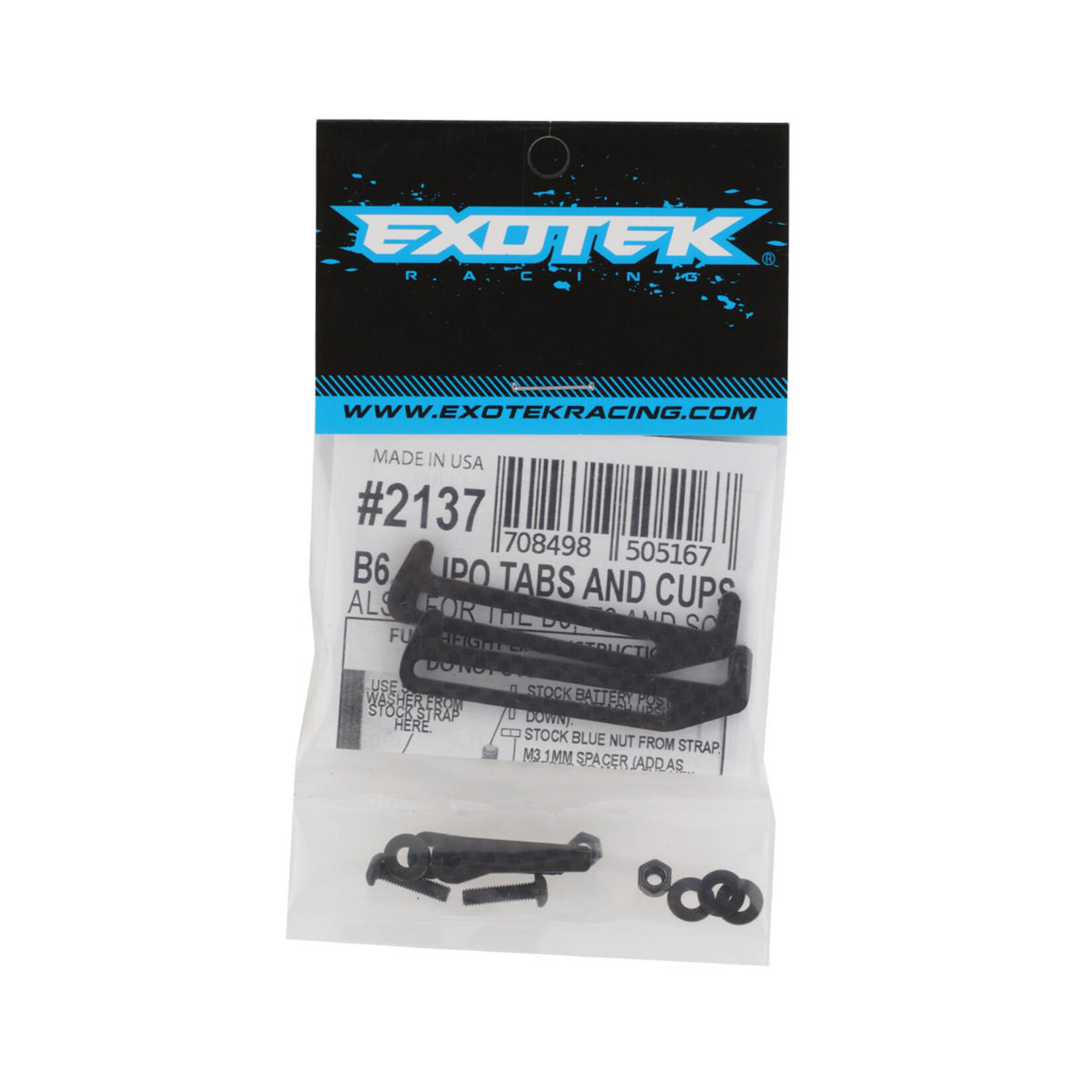 Exotek Exotek B6.4 Carbon Fiber Lipo Tabs & Cup Set  #2137