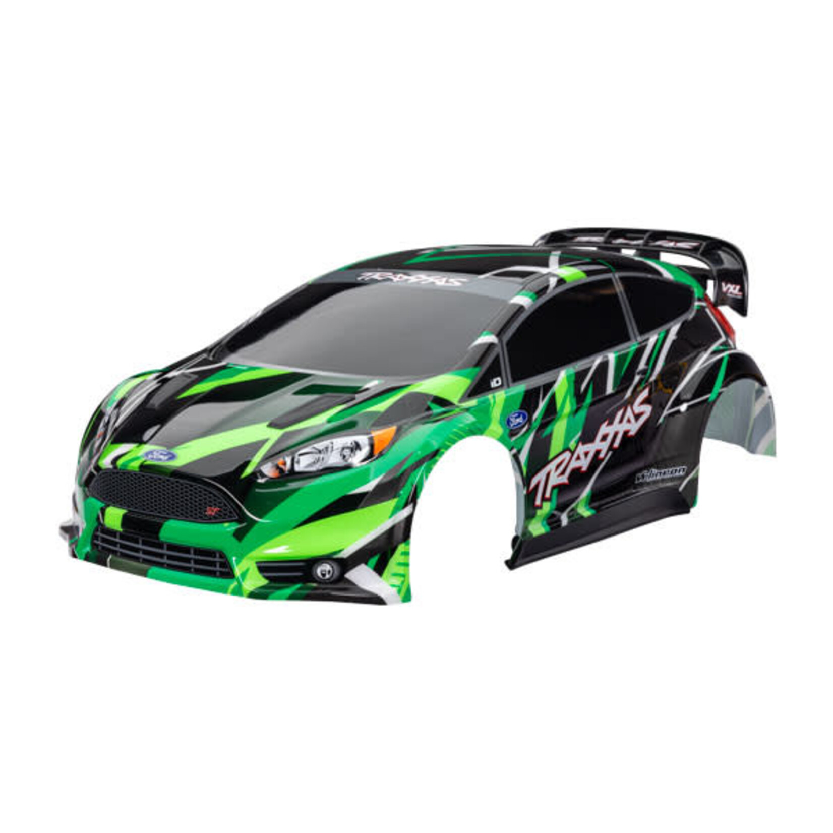 Traxxas #7427-GRN TraxxasBody, Ford Fiesta® ST Rally VXL, green (painted, decals applied) (assembled with rear wing, body support, & body mount latches for clipless mounting)