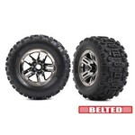 Traxxas #9573A  Traxxas Tires & wheels, assembled, glued (3.8" black chrome wheels, belted Sledgehammer® tires, foam inserts) (2)
