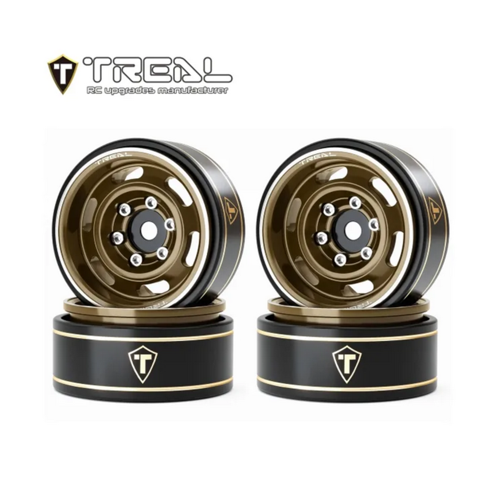 Treal #X003GZ12J5 TREAL SCX24 Wheels 1.0'' Beadlock Wheels(4P) Vintage Wheels for 1/24 SCX24 Bronco Gladiator C10 Deadbolt -Type E  Bronze