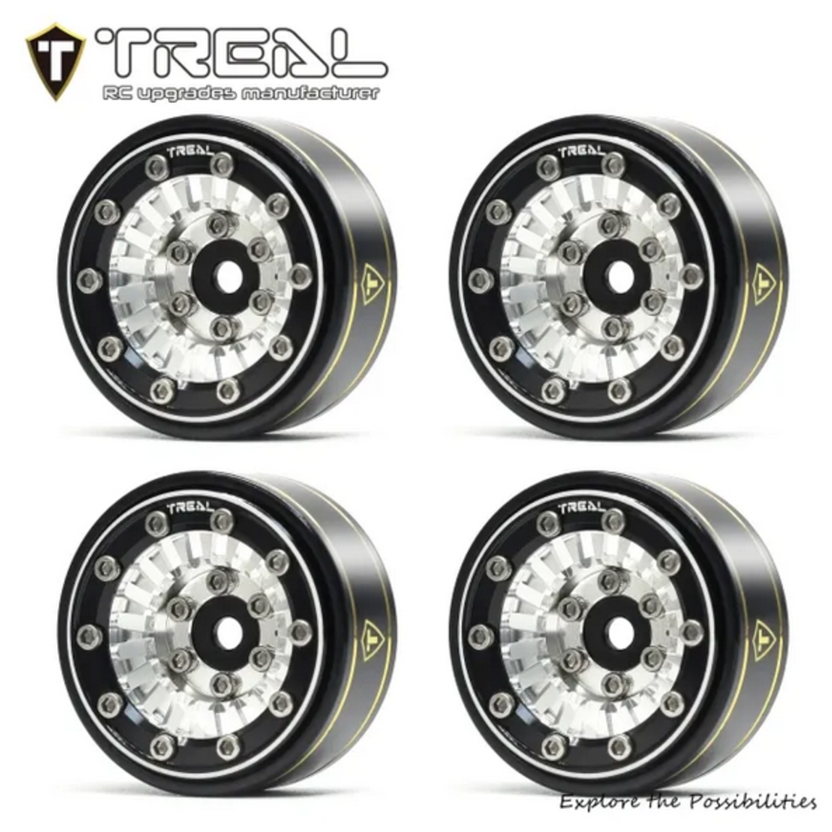 Treal #X0039CQV8R TREAL SCX24 Wheels 1.0'' Beadlock Wheels(4P) for 1/24 Micro RC SCX24 Bronco Gladiator C10 Deadbolt -Type C