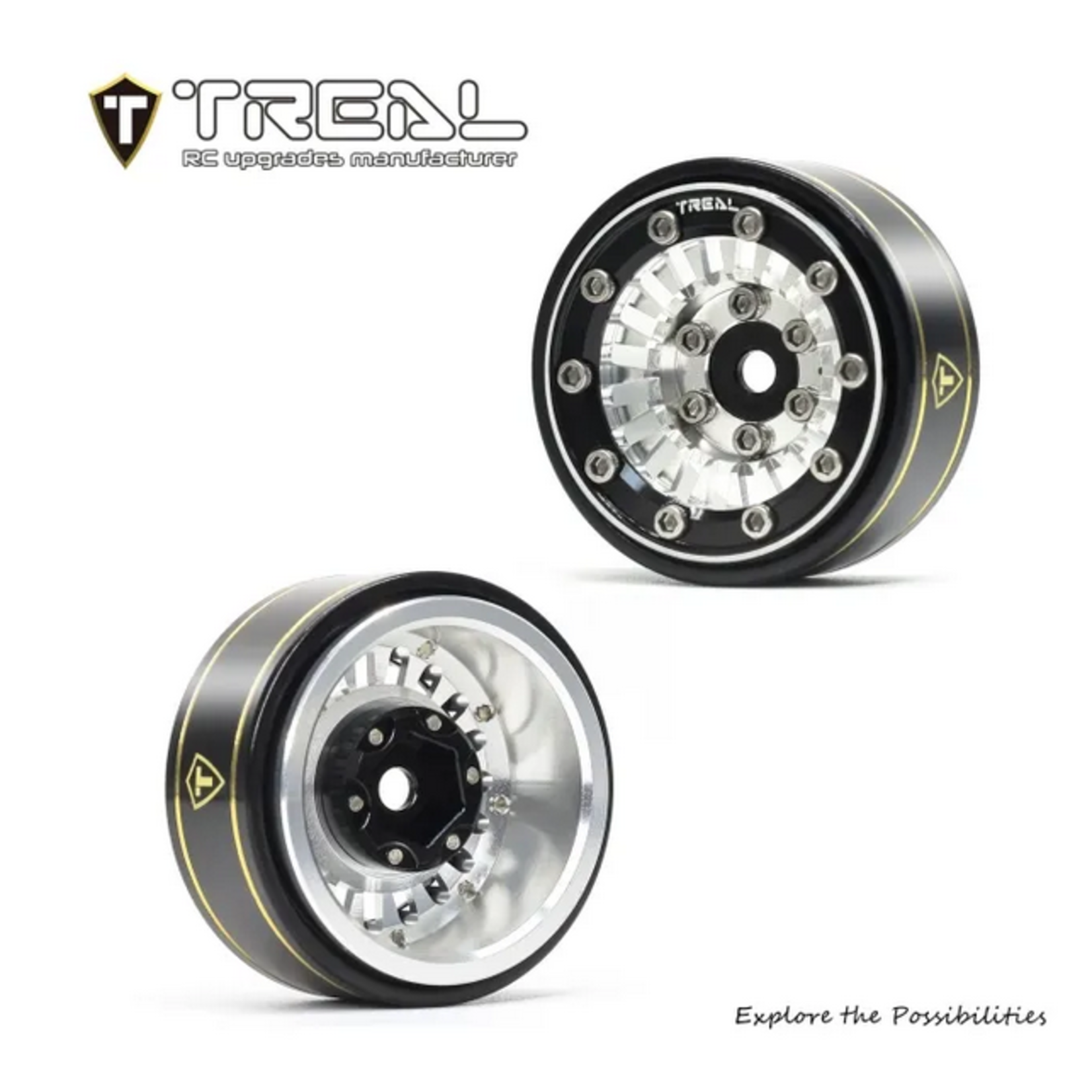 Treal #X0039CQV8R TREAL SCX24 Wheels 1.0'' Beadlock Wheels(4P) for 1/24 Micro RC SCX24 Bronco Gladiator C10 Deadbolt -Type C