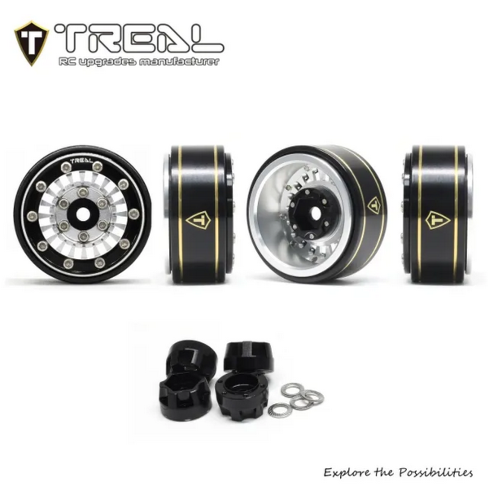 Treal #X0039CQV8R TREAL SCX24 Wheels 1.0'' Beadlock Wheels(4P) for 1/24 Micro RC SCX24 Bronco Gladiator C10 Deadbolt -Type C
