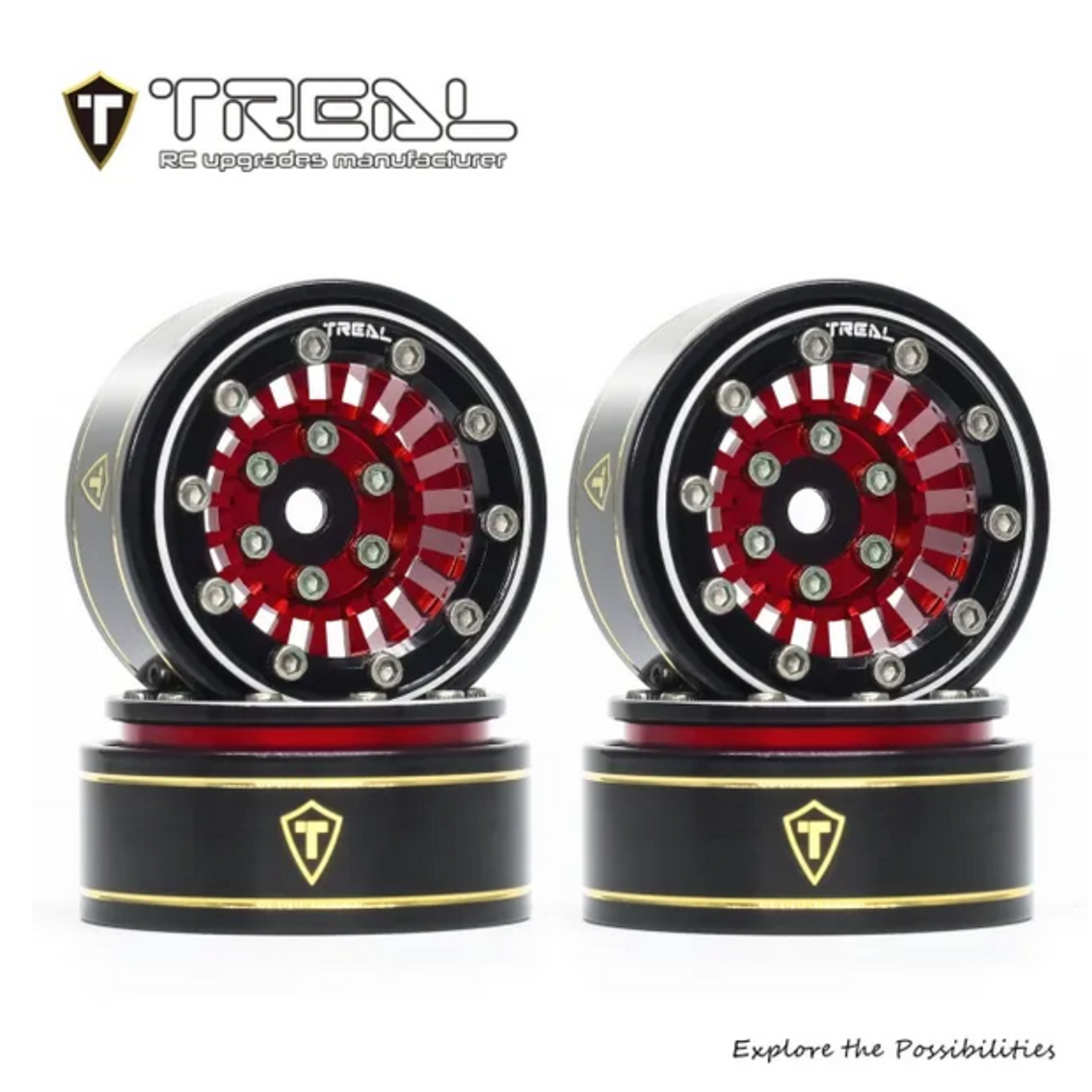 Treal #X003932QM1 TREAL SCX24 Wheels 1.0'' Beadlock Wheels(4P) for 1/24 Micro RC SCX24 Bronco Gladiator C10 Deadbolt -Type C