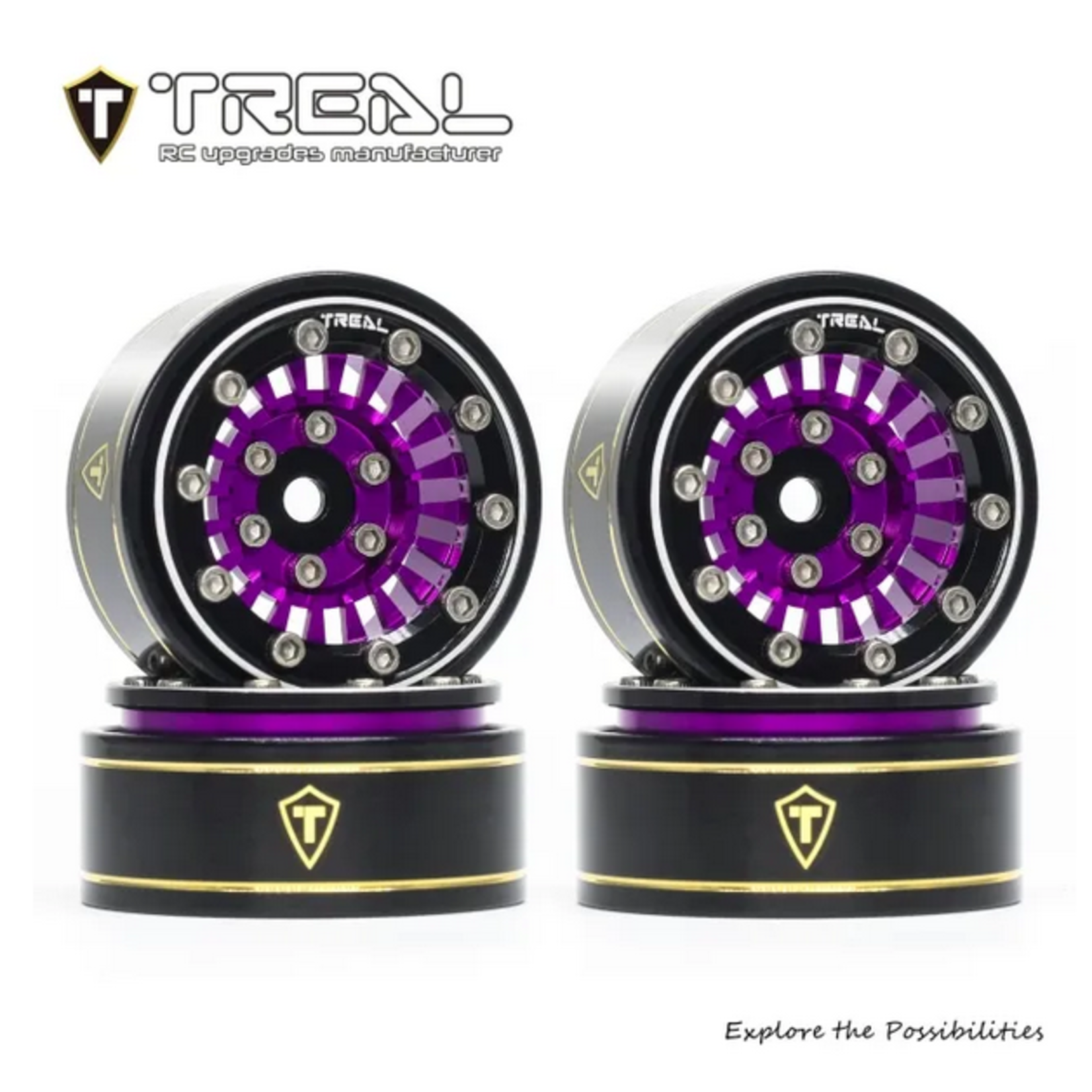 Treal #X00392SUS1 TREAL SCX24 Wheels 1.0'' Beadlock Wheels(4P) for 1/24 Micro RC SCX24 Bronco Gladiator C10 Deadbolt -Type C