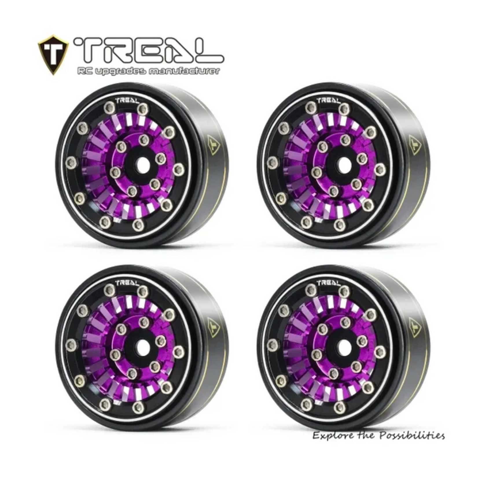 Treal #X00392SUS1 TREAL SCX24 Wheels 1.0'' Beadlock Wheels(4P) for 1/24 Micro RC SCX24 Bronco Gladiator C10 Deadbolt -Type C