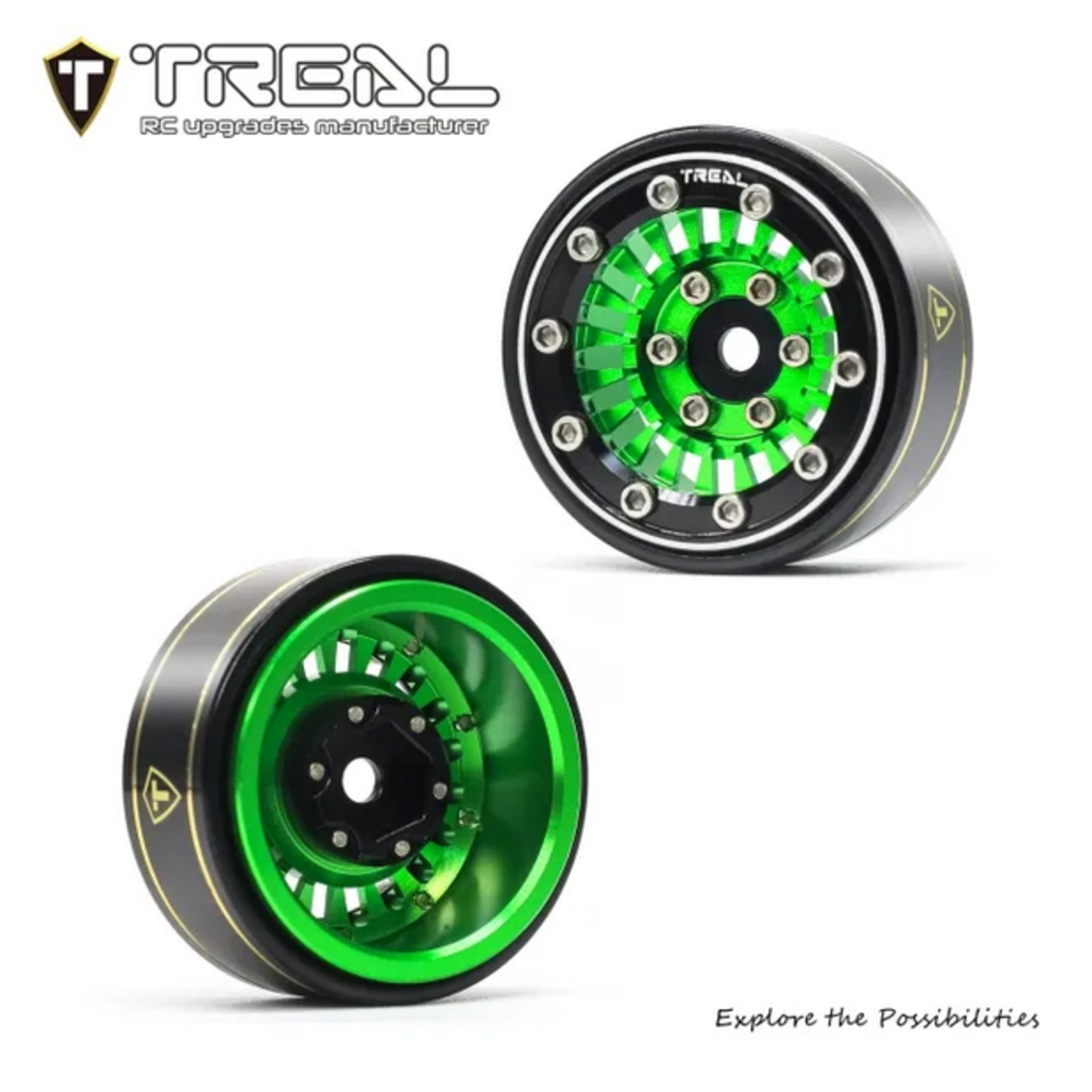 Treal #X003938535 TREAL SCX24 Wheels 1.0'' Beadlock Wheels(4P) for 1/24 Micro RC SCX24 Bronco Gladiator C10 Deadbolt -Type C