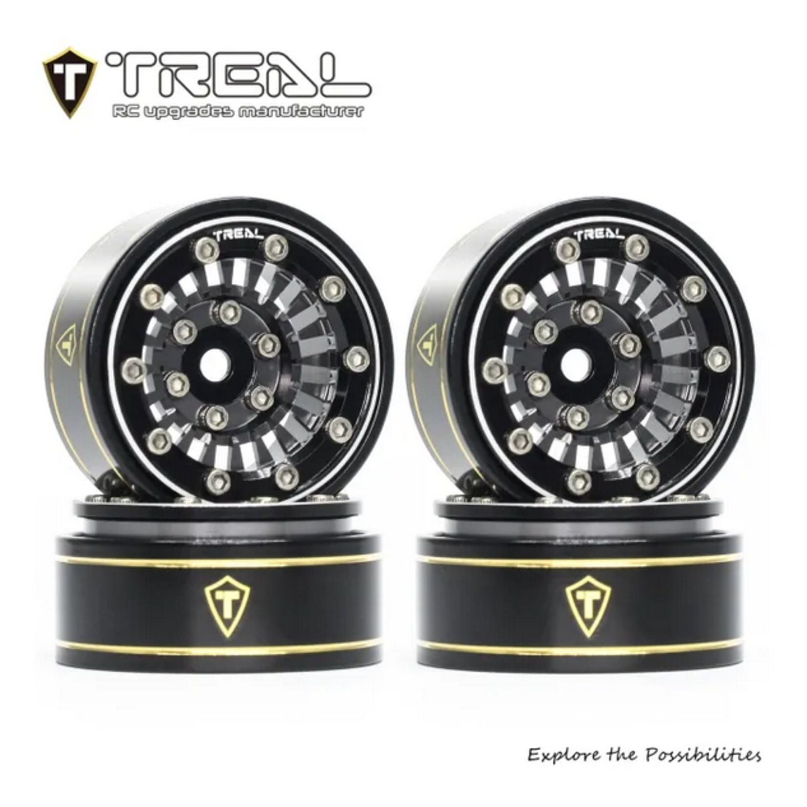 Treal #X00393852V TREAL SCX24 Wheels 1.0'' Beadlock Wheels(4P) for 1/24 Micro RC SCX24 Bronco Gladiator C10 Deadbolt -Type C