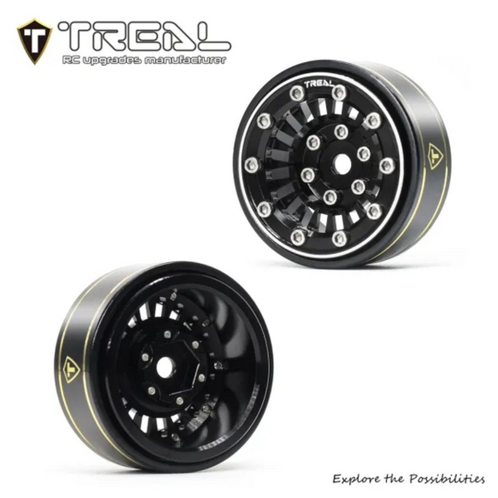 Treal #X00392SURR TREAL SCX24 Wheels 1.0'' Beadlock Wheels(4P) for 1/24 Micro RC SCX24 Bronco Gladiator C10 Deadbolt -Type C