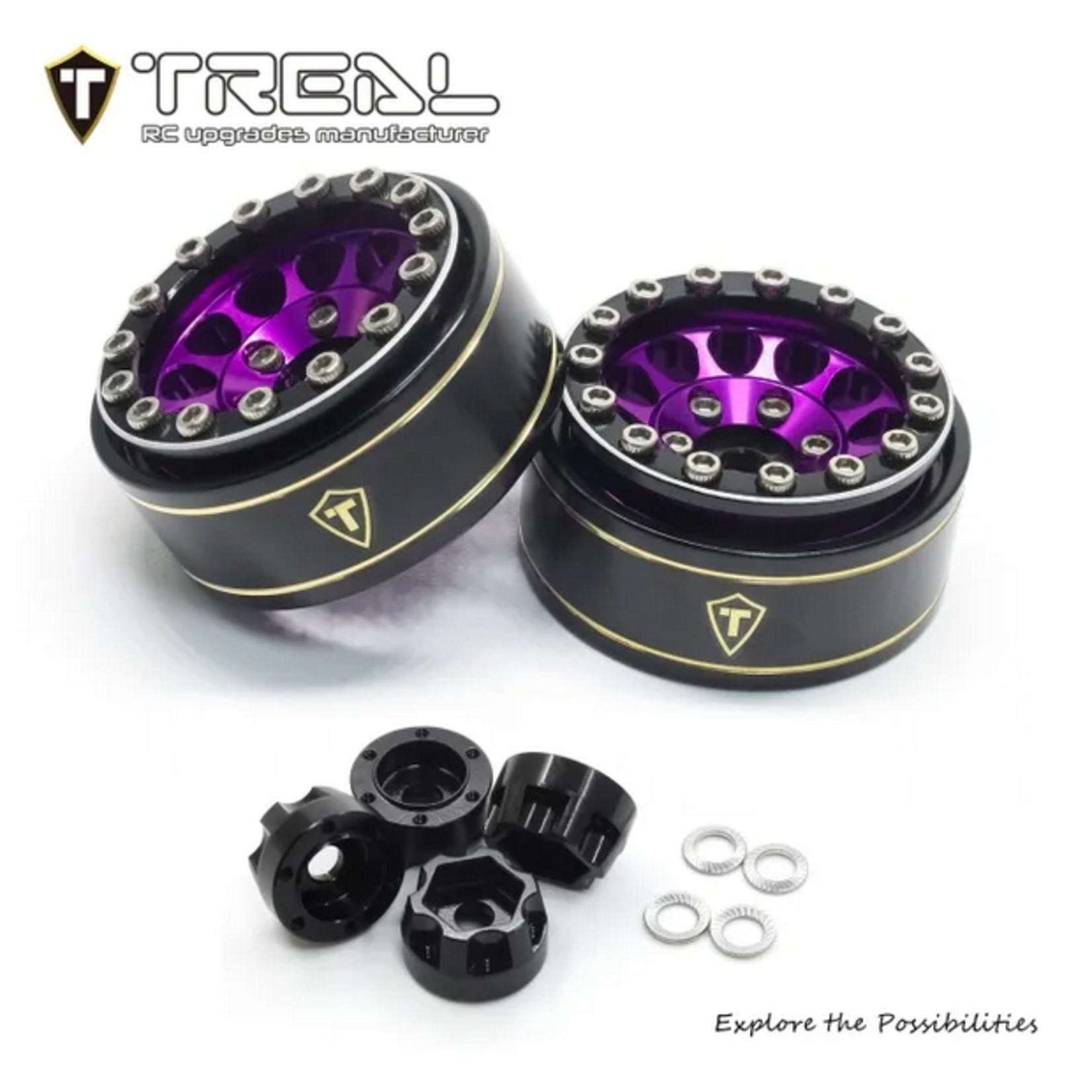 Treal #X003Z3JVYV Treal Hobby Type I 1.0" Classic 12-Spoke Beadlock Wheels (Purple) (4) (27.2g)