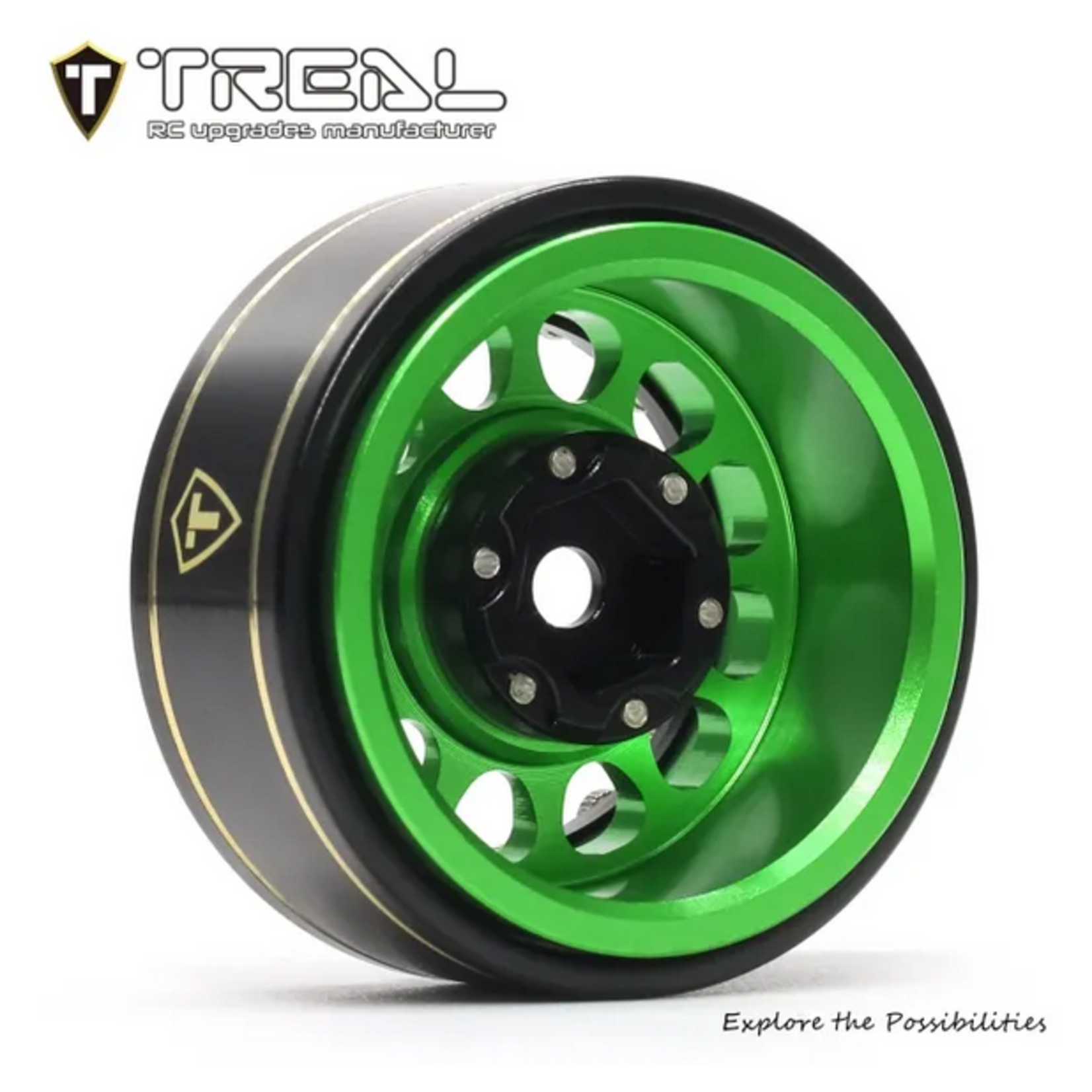 Treal #X003Z3T3X5 Treal Hobby Type I 1.0" Classic 12-Spoke Beadlock Wheels (Green) (4) (27.2g)