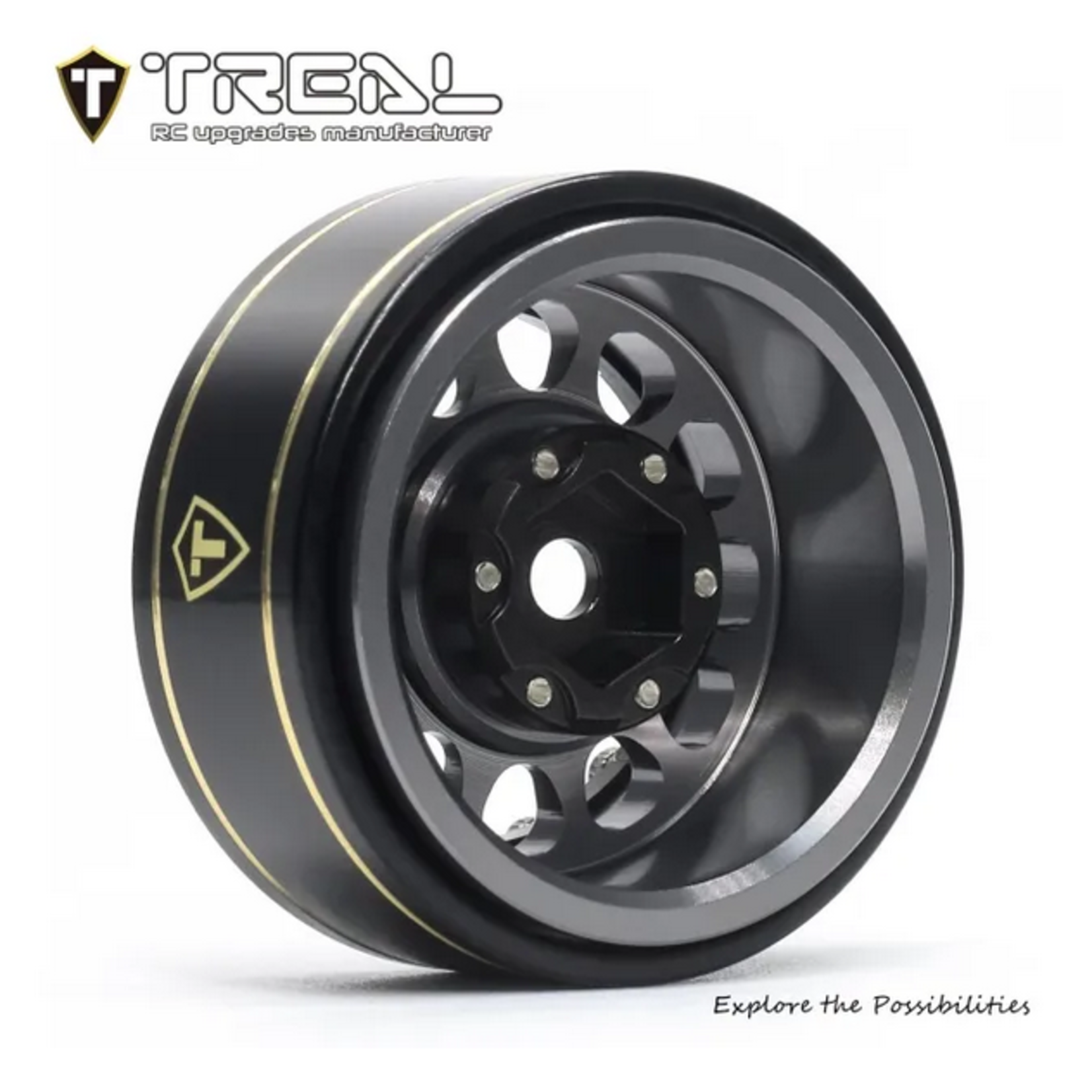 Treal #X0042BYMNF Treal Hobby Type I 1.0" Classic 12-Spoke Beadlock Wheels (Grey) (4) (27.2g)