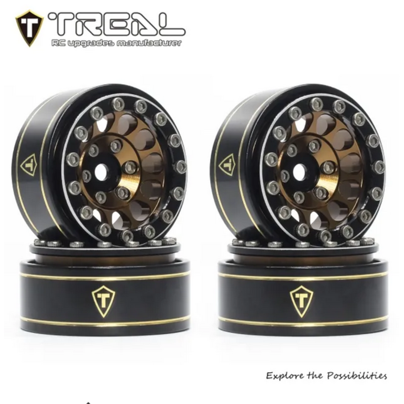 Treal #X003ZQK1VZ Treal Hobby Type I 1.0" Classic 12-Spoke Beadlock Wheels (Bronze) (4) (27.2g)