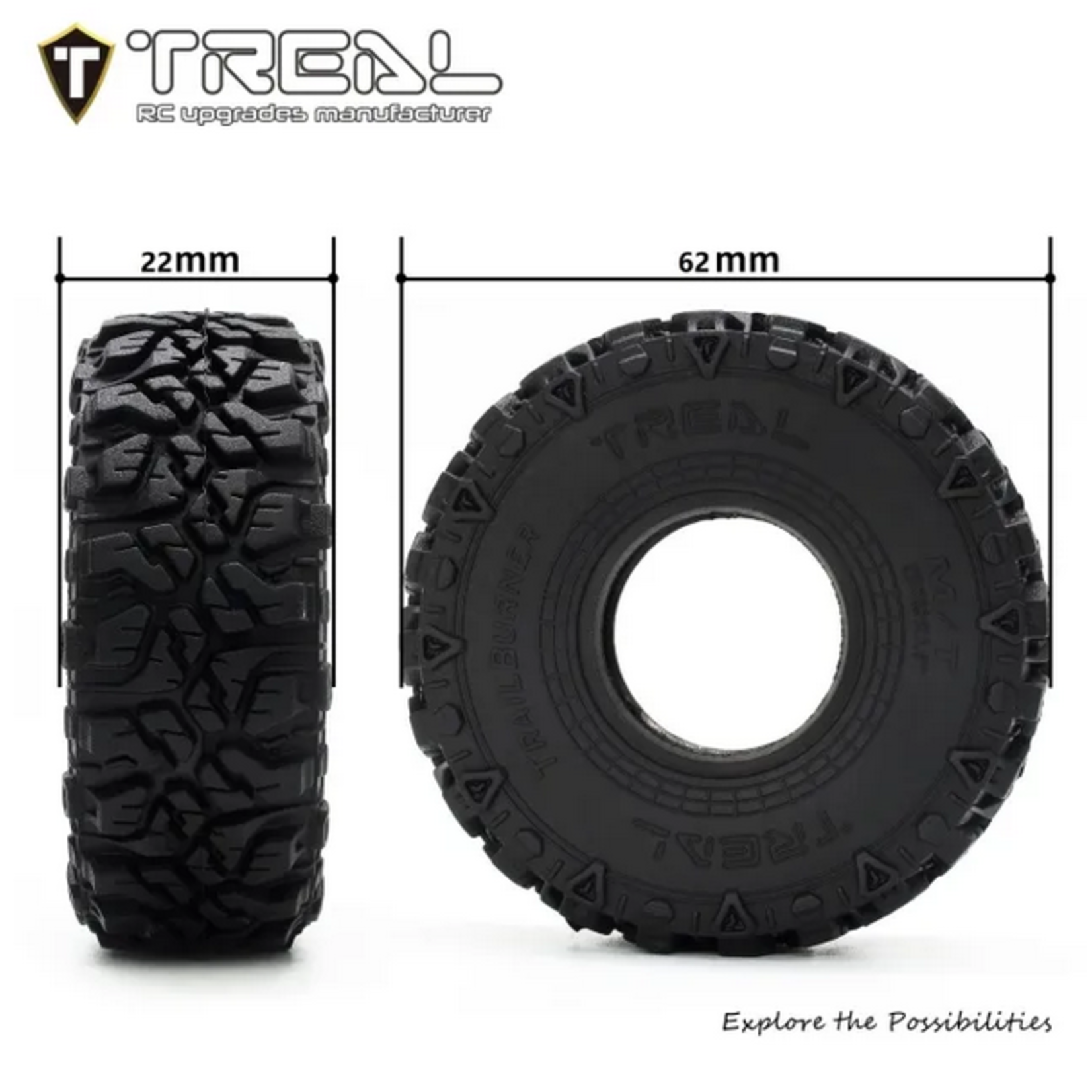Treal #X003V596Q1 Treal Hobby Trailburner 1.0" Micro Crawler Tires (4)