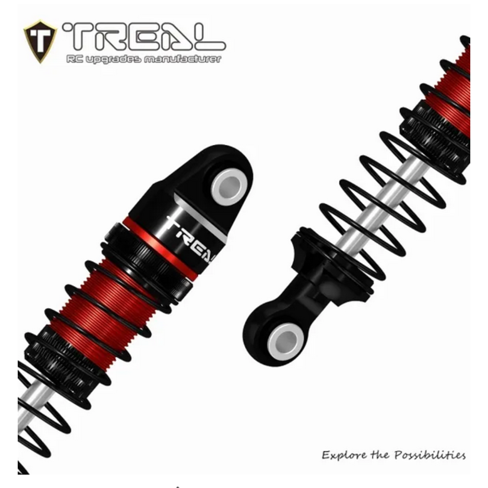 Treal #X003UW121R TREAL TRX4M Shocks 53MM Oil-filled Threaded Damper Upgrades Compatible with Traxxas 1/18 TRX4-M RC Crawler #TRX4M Shocks 53mm-Red