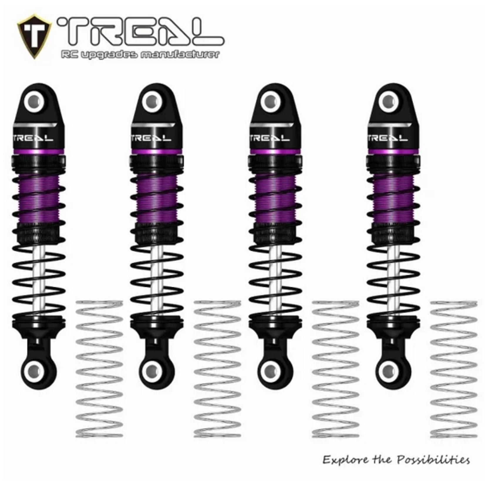Treal #X003UW1235 TREAL TRX4M Shocks 53MM Oil-filled Threaded Damper Upgrades Compatible with Traxxas 1/18 TRX4-M RC Crawler #TRX4M Shocks 53mm-Purple