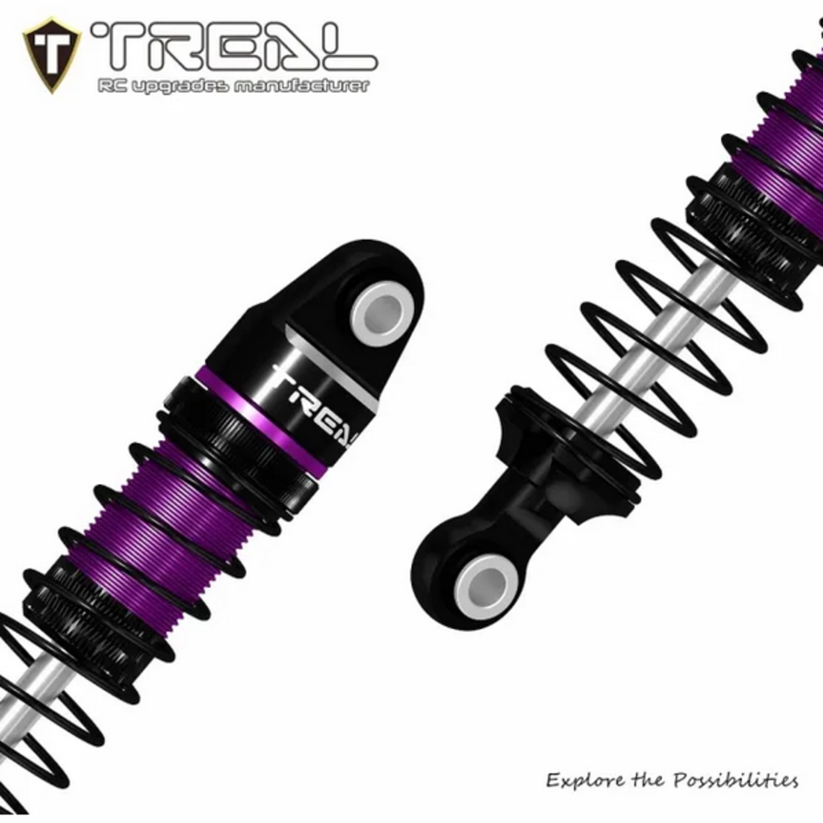 Treal #X003UW1235 TREAL TRX4M Shocks 53MM Oil-filled Threaded Damper Upgrades Compatible with Traxxas 1/18 TRX4-M RC Crawler #TRX4M Shocks 53mm-Purple