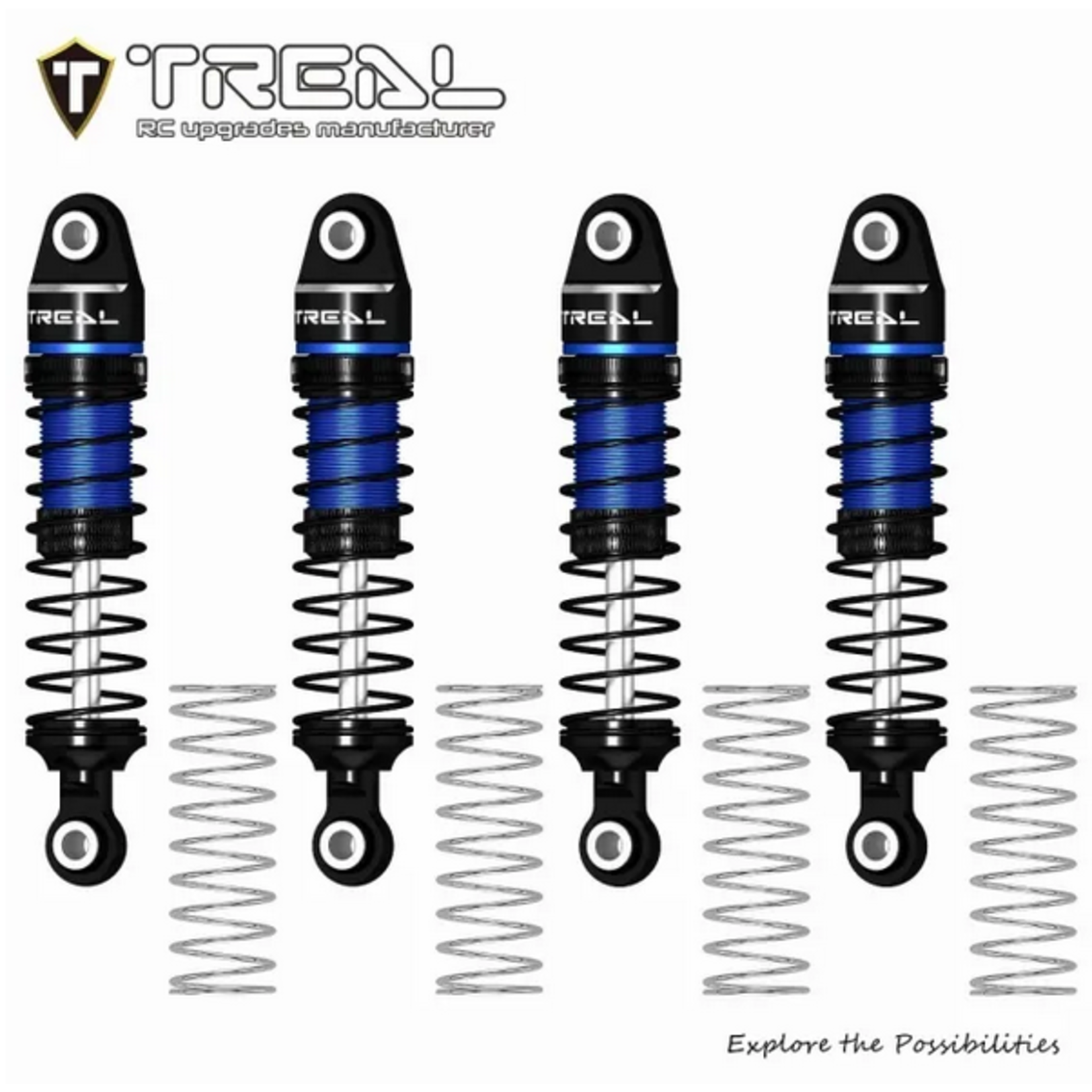 Treal #X003UW12GR TREAL TRX4M Shocks 53MM Oil-filled Threaded Damper Upgrades Compatible with Traxxas 1/18 TRX4-M RC Crawler #TRX4M Shocks 53mm-Blue