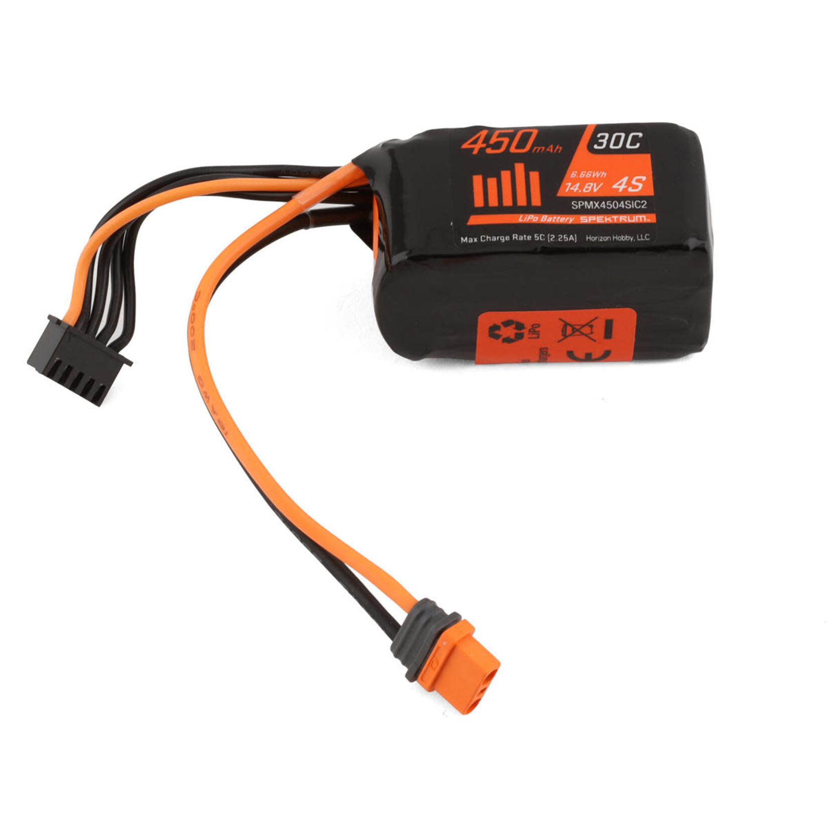 Spektrum #SPMX4504SIC2 Spektrum RC 4S 30C LiPo Battery w/IC2 Connector (14.8V/450mAh)