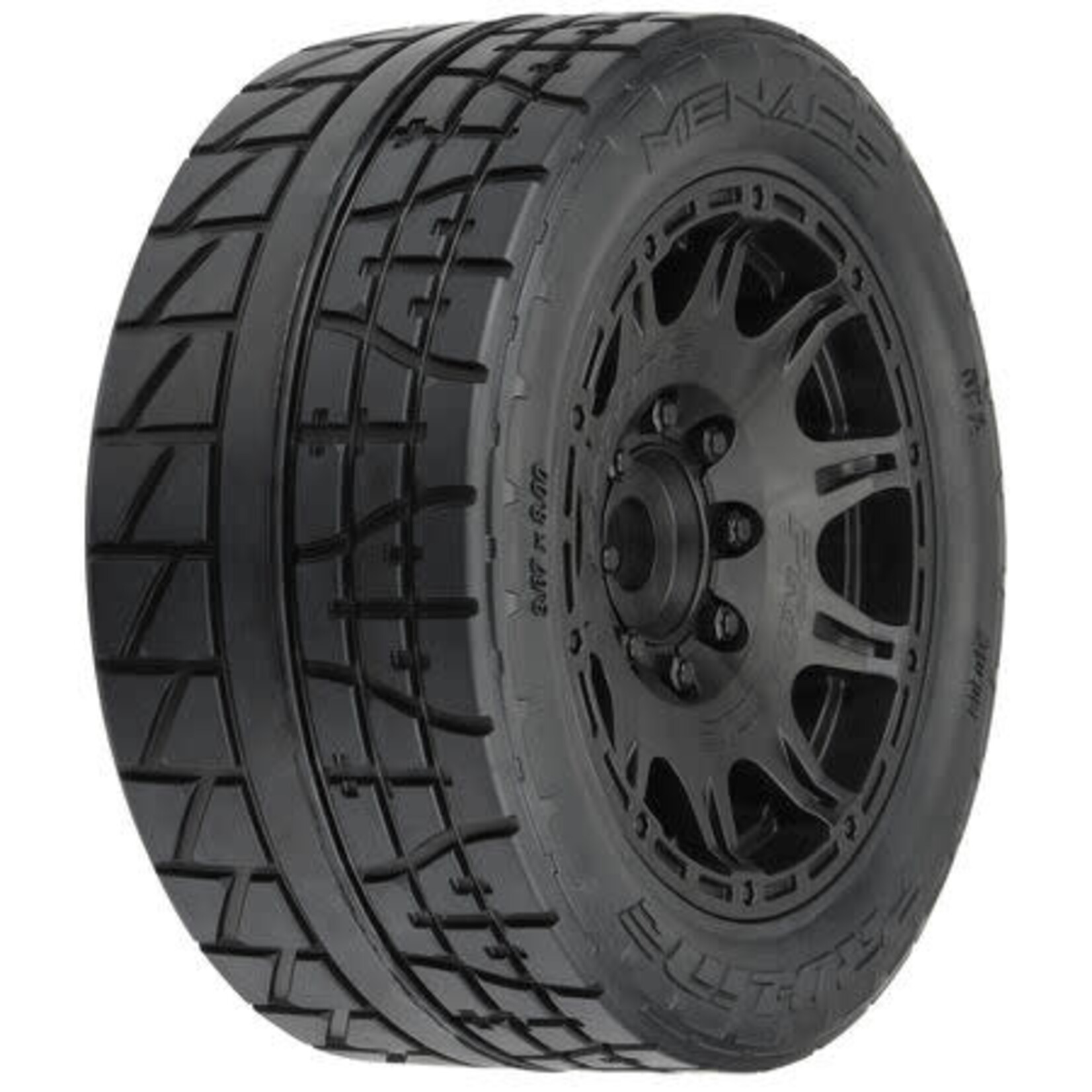 Pro-Line #1020510 Pro-Line  1/6 Menace HP BELTED F/R 5.7" MT Tires Mounted 24mm Blk Raid (2)