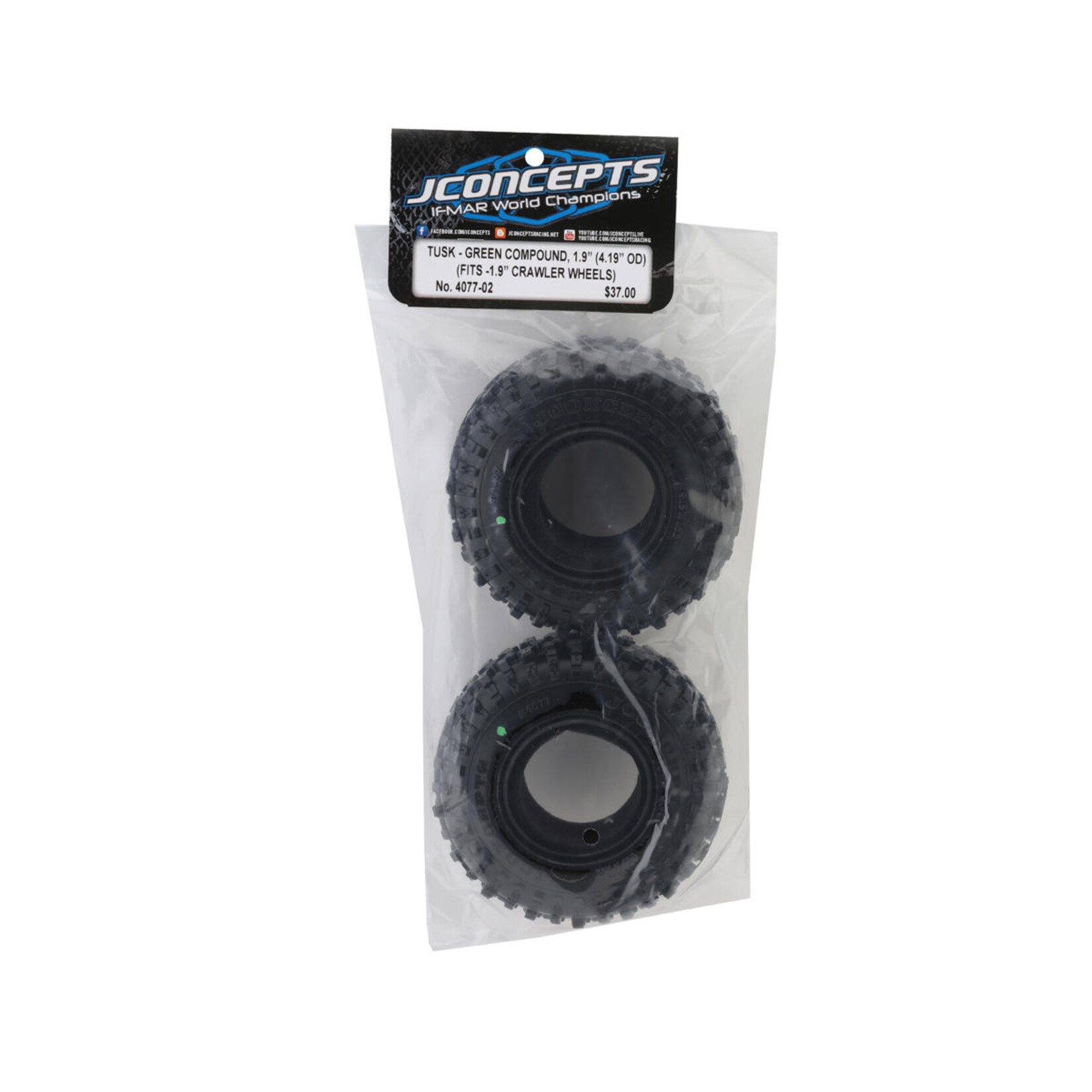 JConcepts #4077-02 JConcepts Tusk 1.9" All Terrain Crawler Tires (2) (4.19" - Class 1) (Green)