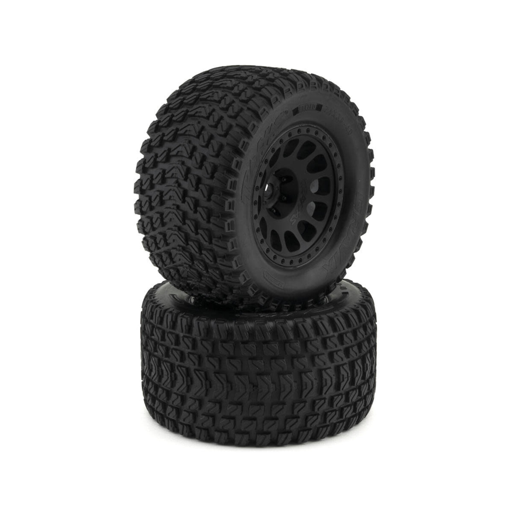 Traxxas #7862  Traxxas Tires & wheels, assembled, glued (XRT® Race black wheels, Gravix® belted tires, dual profile (4.3" outer, 5.7" inner), foam inserts) (left & right)