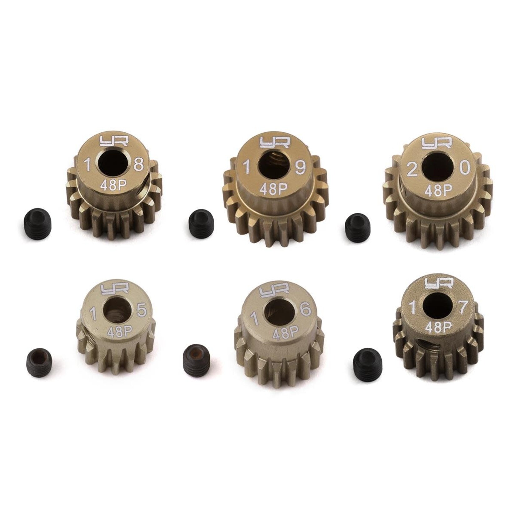 Yeah Racing Yeah Racing Hard Coated 48P Aluminum Pinion Gear Set (15, 16, 17, 18, 19, 20T) (3.17mm Bore) #MG-48015-020