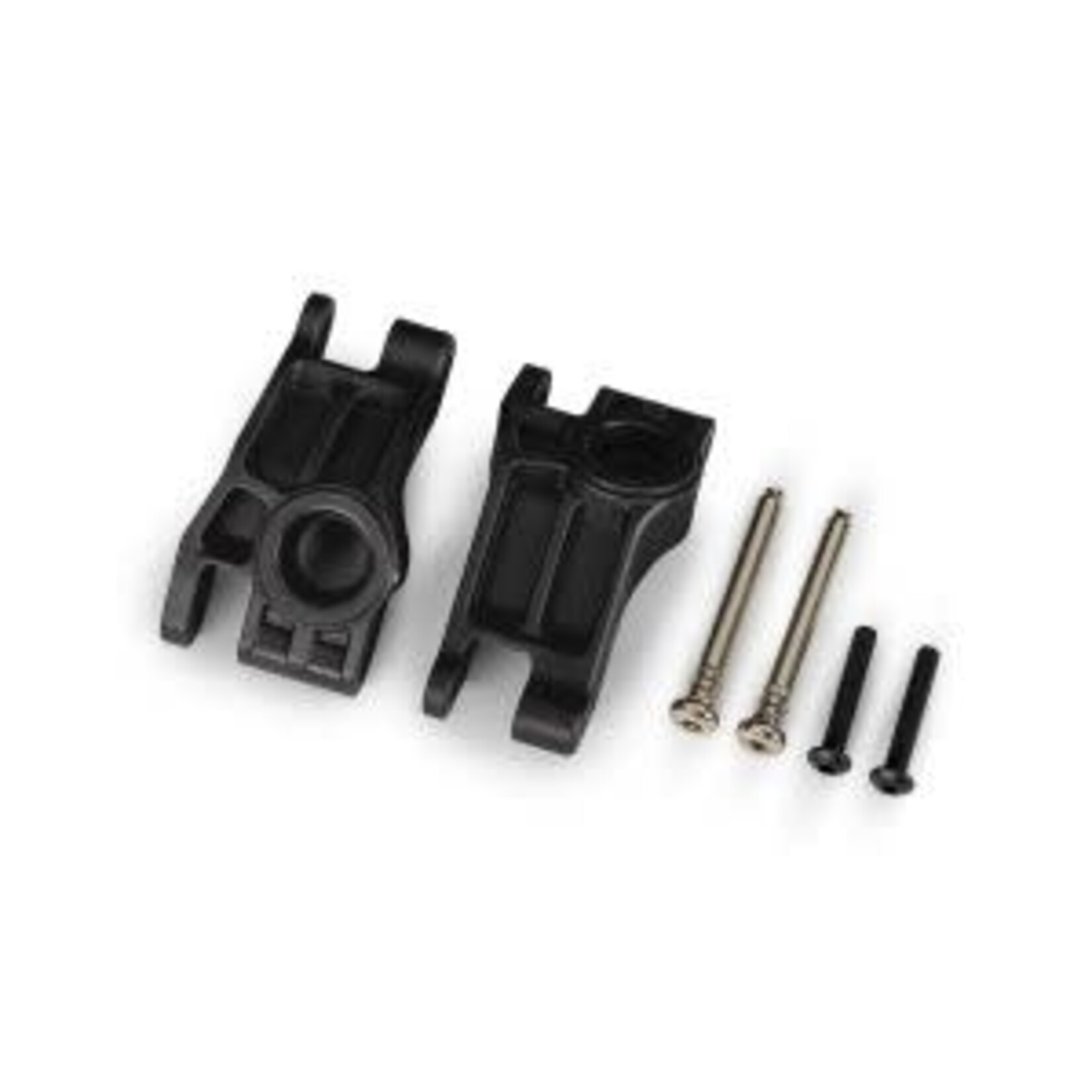 Traxxas #9150 Traxxas Carriers, stub axle, rear, extreme heavy duty, black (left & right)/ 3x31mm hinge pins (2)/ 3x18mm BCS (2) (for use with #9180, 9181, 9182 upgrade kit)