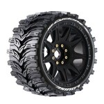 Louise #L-T3356SB  Louise MT-Cyclone Speed 1/8 Monster Truck Tires, 0" & 1/2" Offset, 17mm Removable Hex on Black Rim, Soft(2)