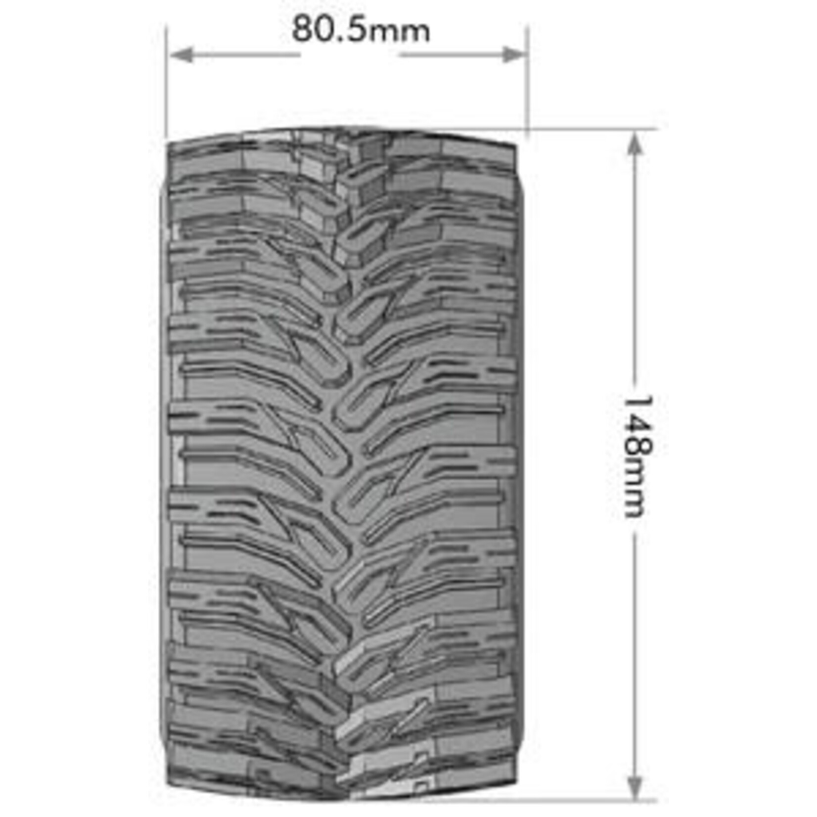 Louise Louise MT-Cyclone Speed 1/8 Monster Truck Tires, 0" & 1/2" Offset, 17mm Removable Hex on Black Rim, Soft(2) #L-T3356SB