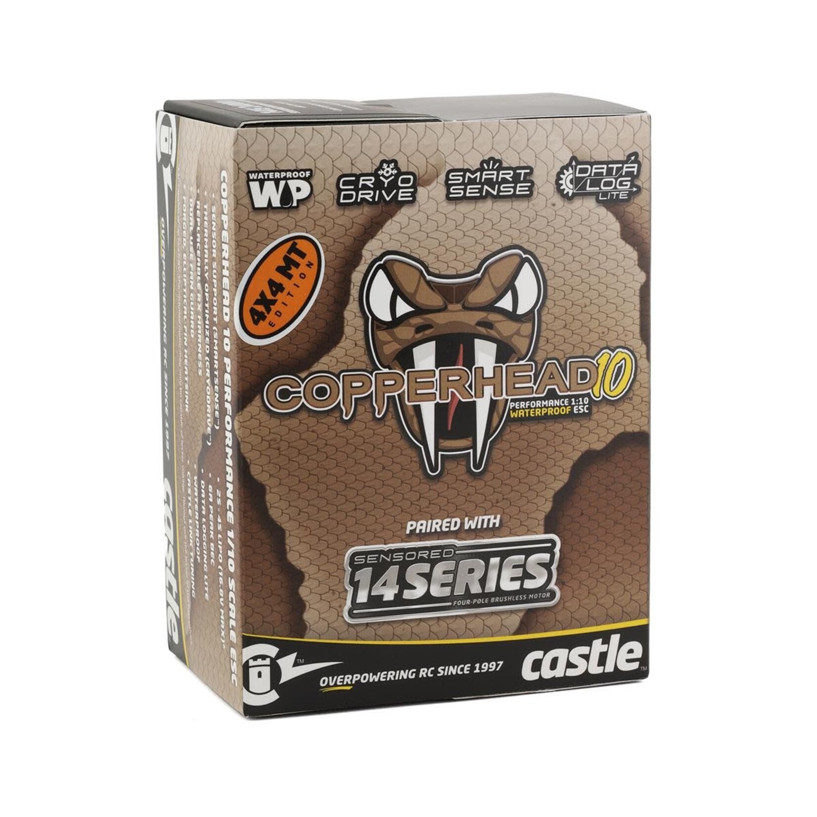 Castle Creations #010-0166-12 Castle Creations Copperhead 10 Waterproof 1/10 Sensored Combo w/1415 (2400Kv) (Monster Truck Edition)