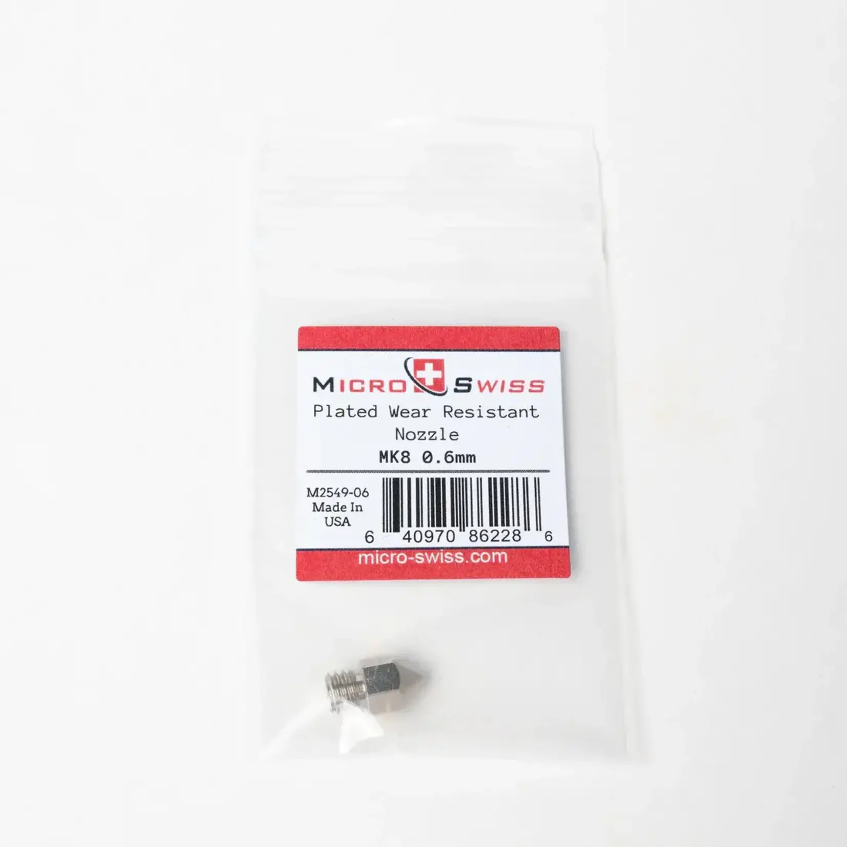 Micro Swiss Micro Swiss Plated Brass Wear Resistant Nozzles 1.75mm ( MK8) 0.6mm #M2549-06