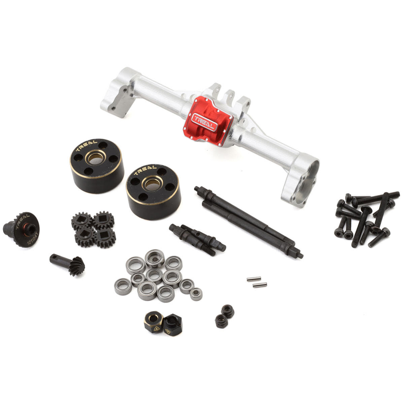 Treal #X003TM0TKX Treal Hobby Aluminum Complete Rear Portal Axle for Traxxas TRX-4M w/Brass Covers (Silver)