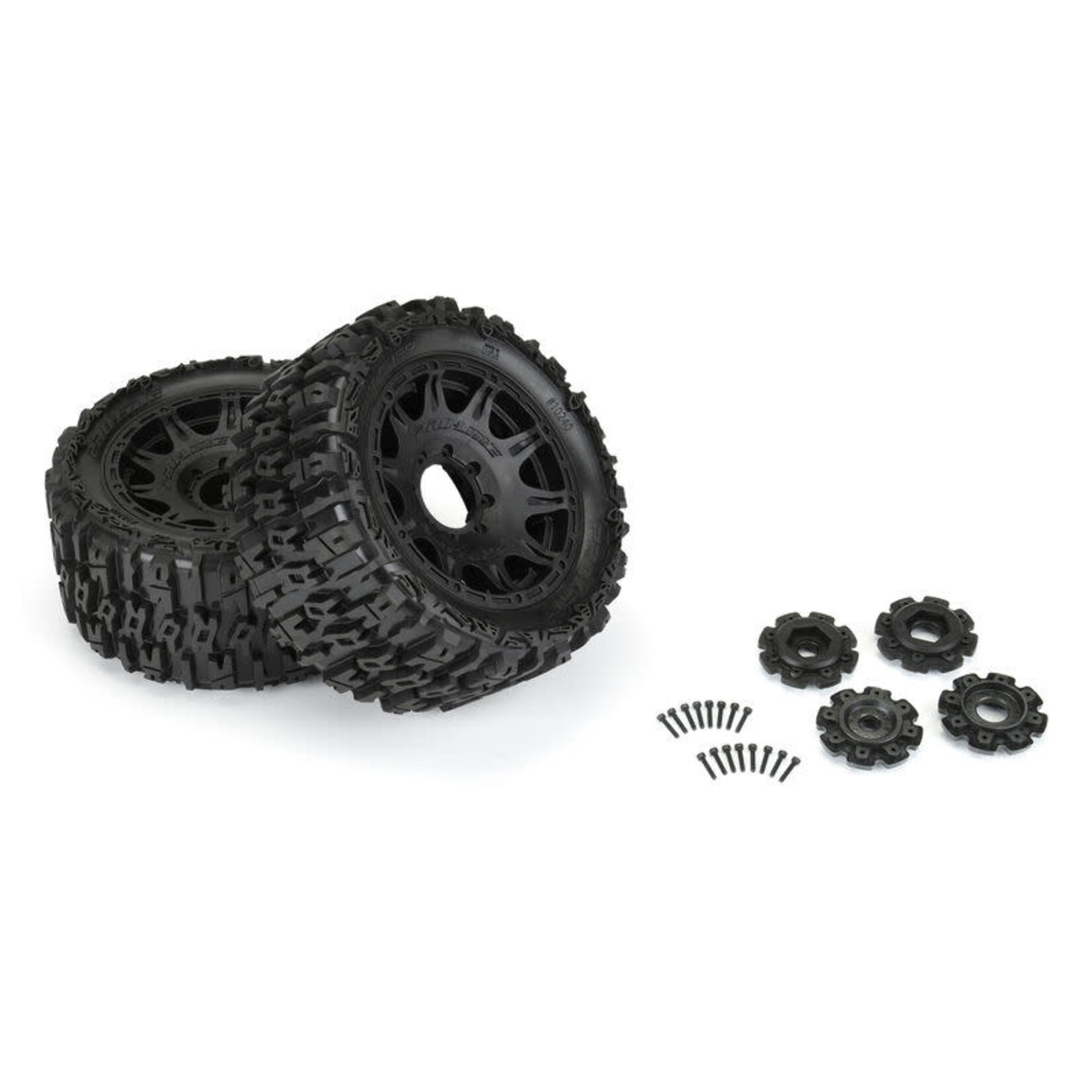 Pro-Line #PRO1024010 Pro-Line 1/6 Trencher F/R 5.7” Tires Mounted 24mm Black Raid 8x48 Hex (2)