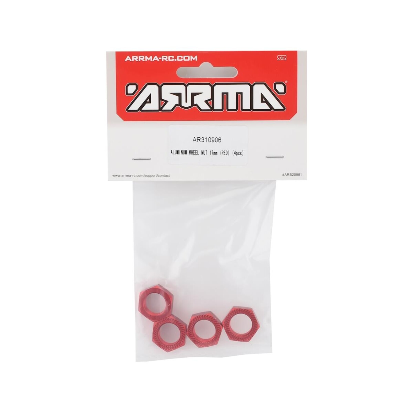 ARRMA #AR310906 Arrma 17mm Aluminum Wheel Nut (Red) (4)