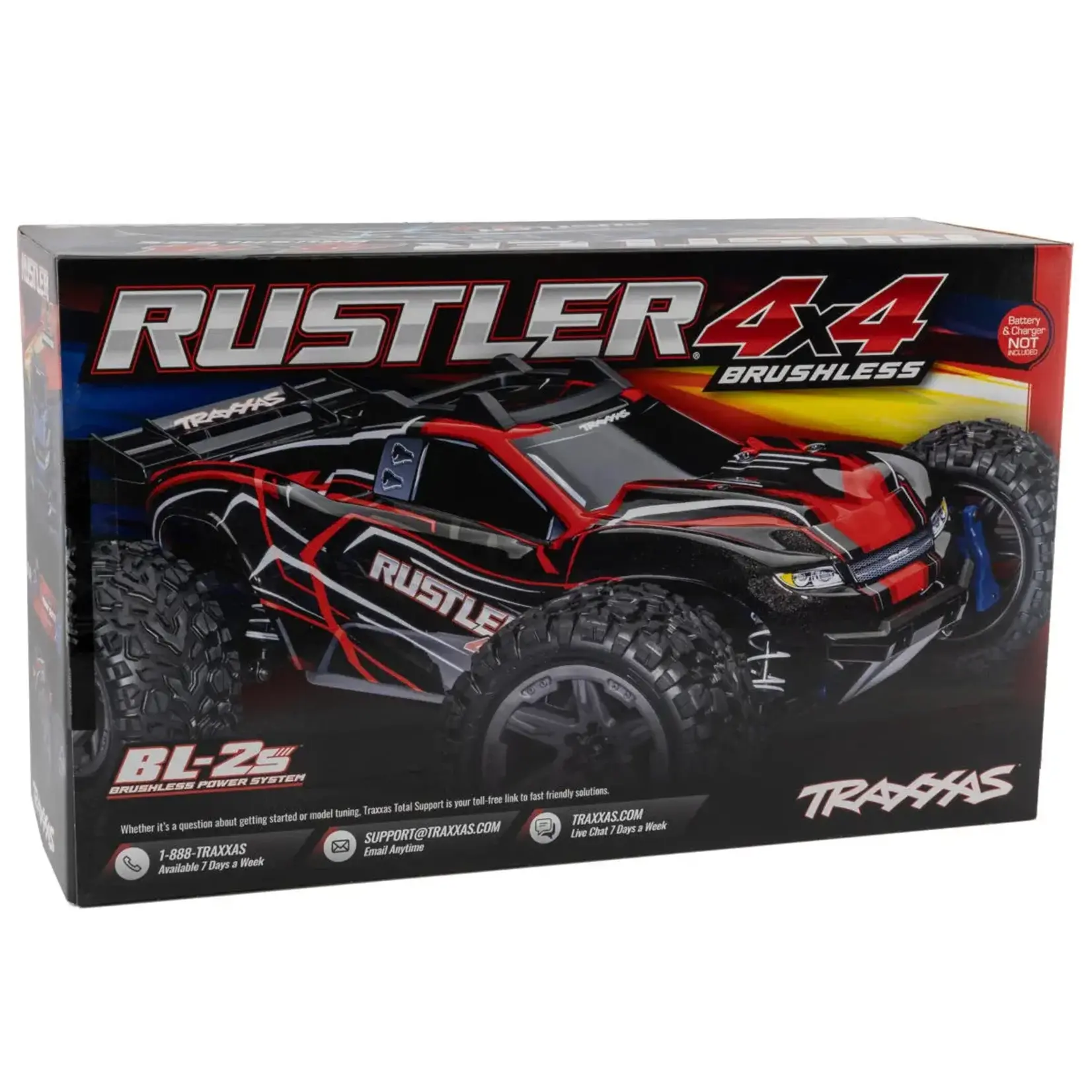 Traxxas #67164-4-RED Traxxas Rustler 1/10 4X4 Brushless RTR Stadium Truck (Red) w/BL-2S ESC, TQ 2.4GHz Radio