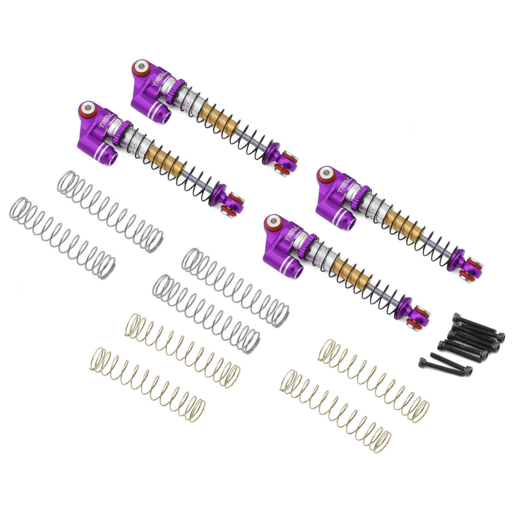 Treal #X00339ECXR Treal Hobby Axial SCX24 Aluminum Long Travel Threaded Shocks (Purple) (4) (43mm)