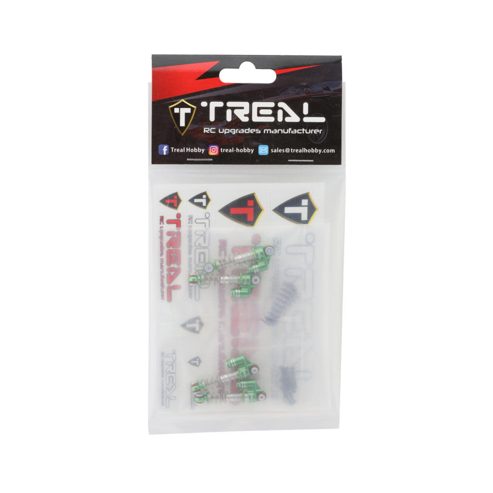 Treal #X002SH2ECL Treal Hobby Axial SCX24 Aluminum Threaded Shocks (Green) (4)
