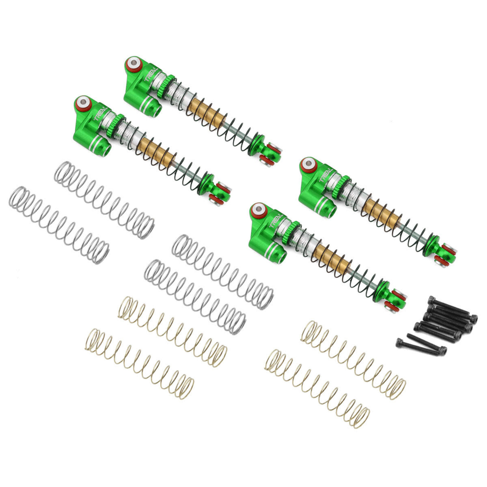 Treal #X003A89VS7  Treal Hobby Axial SCX24 Aluminum Long Travel Threaded Shocks (Green) (4) (43mm)