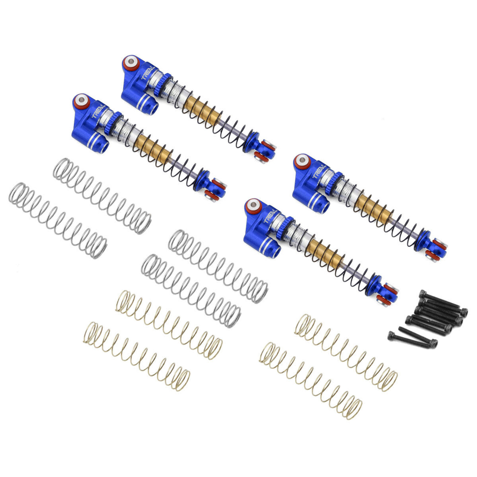 Treal #X003A8DGN3 Treal Hobby Axial SCX24 Aluminum Long Travel Threaded Shocks (Blue) (4) (43mm)