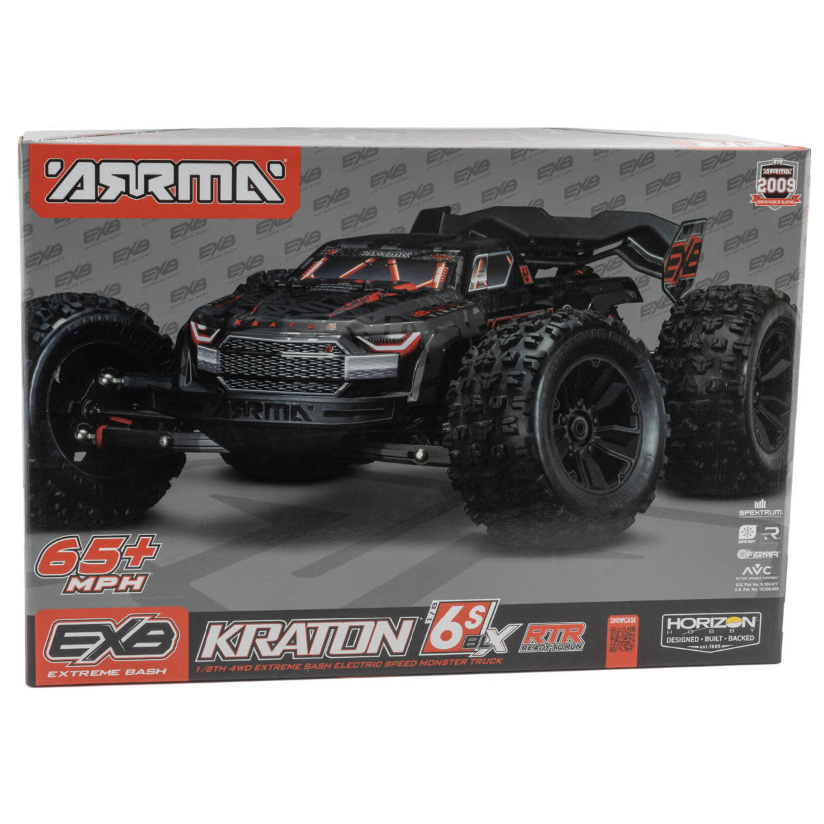 ARRMA #ARA8708T1 Arrma Kraton 6S EXB RTR 1/8 4WD Brushless Monster Truck (Black) w/DX3 2.4GHz Radio, Smart ESC & AVC