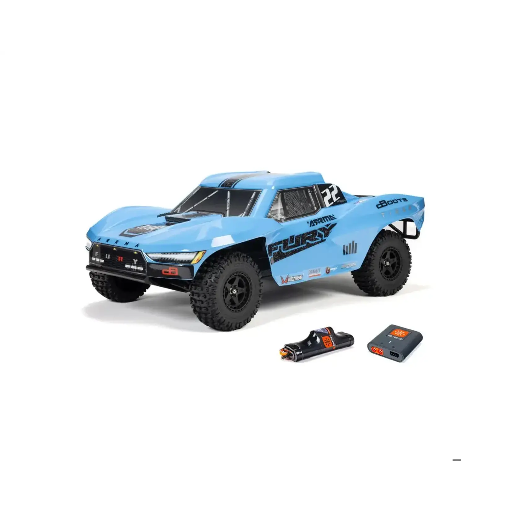ARRMA #ARA3221ST2 Arrma Fury 2WD MEGA 550 RTR Brushed 1/10 Off-Road Short Course Truck (Blue) w/SLT2 2.4GHz Radio, Battery & Charger