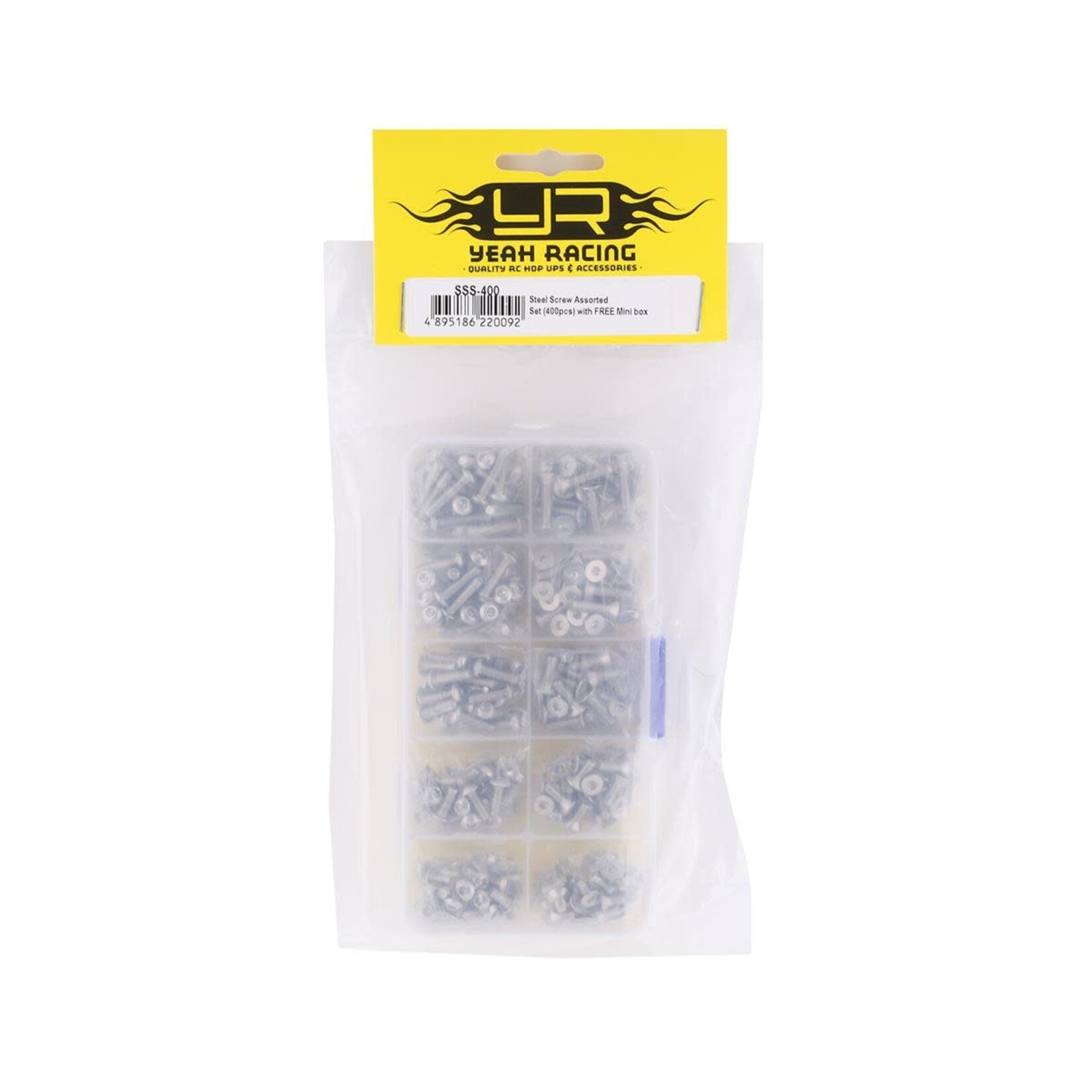 Yeah Racing #SSS-400 Yeah Racing 3mm Stainless Steel Screw Set w/Case (400) (Flat Head/Button Head)