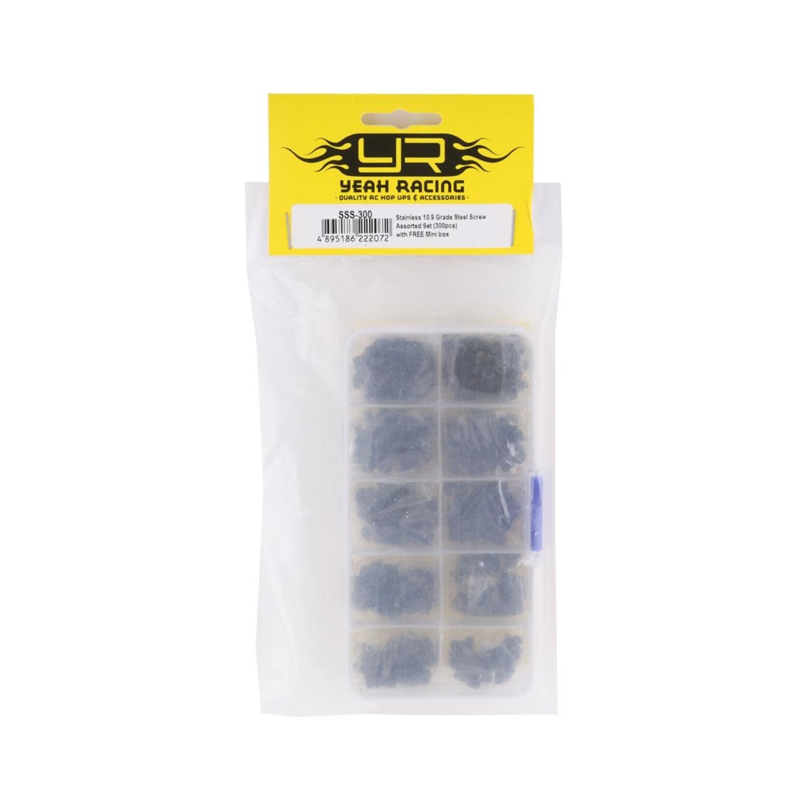 Yeah Racing #SSS-300 Yeah Racing 3mm Carbon Steel Screw Set w/Case (300) (Flat Head/Button Head)